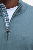 Barbour Cotton Half Zip Knitted Jumper - Vintage Teal