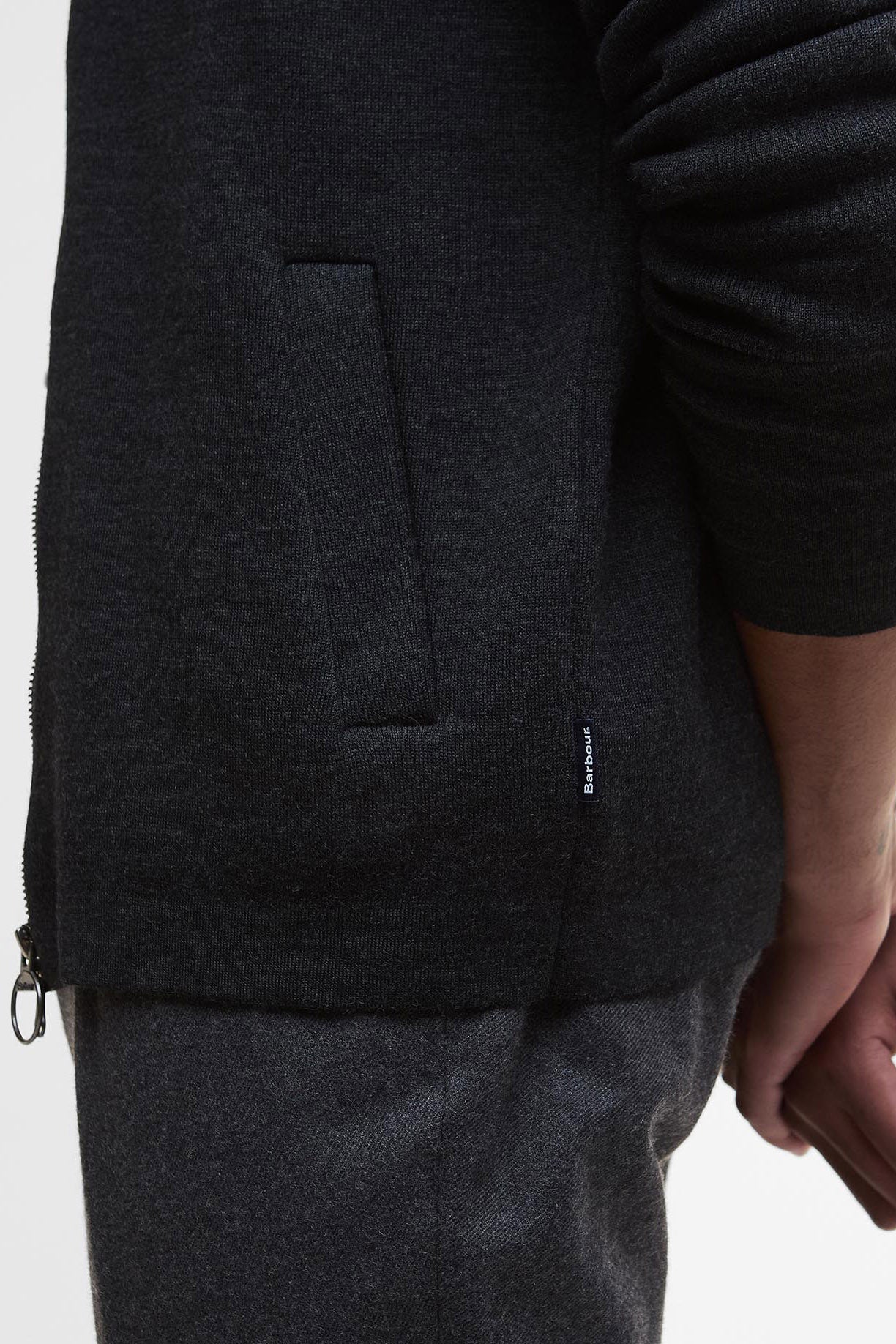 Barbour Croscombe Zip-Up Cardigan - Charcoal Marl