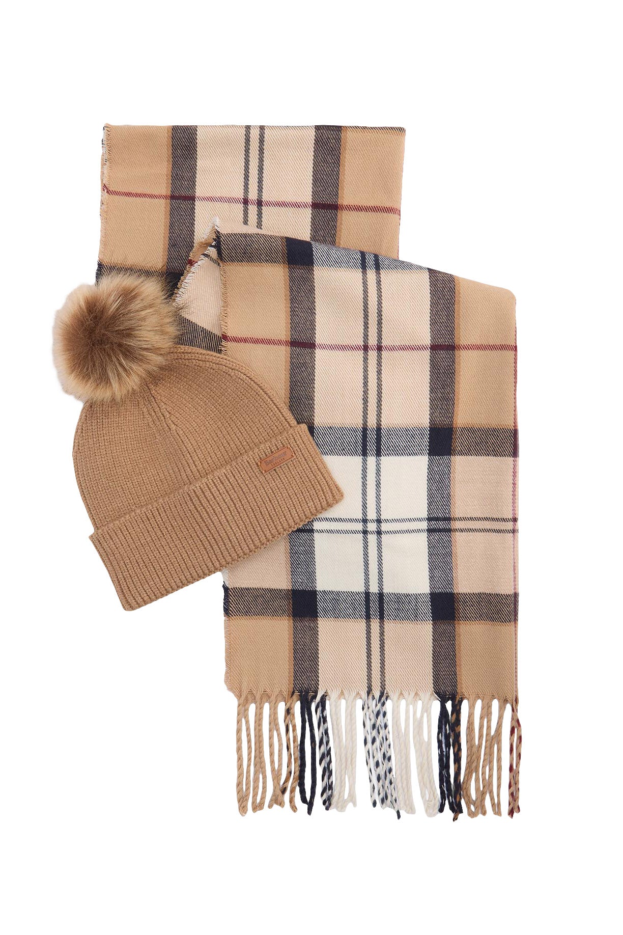 Barbour Dover Beanie & Hailes Scarf Gift Set - Hessian Tartan LGS0054_BE31_OS