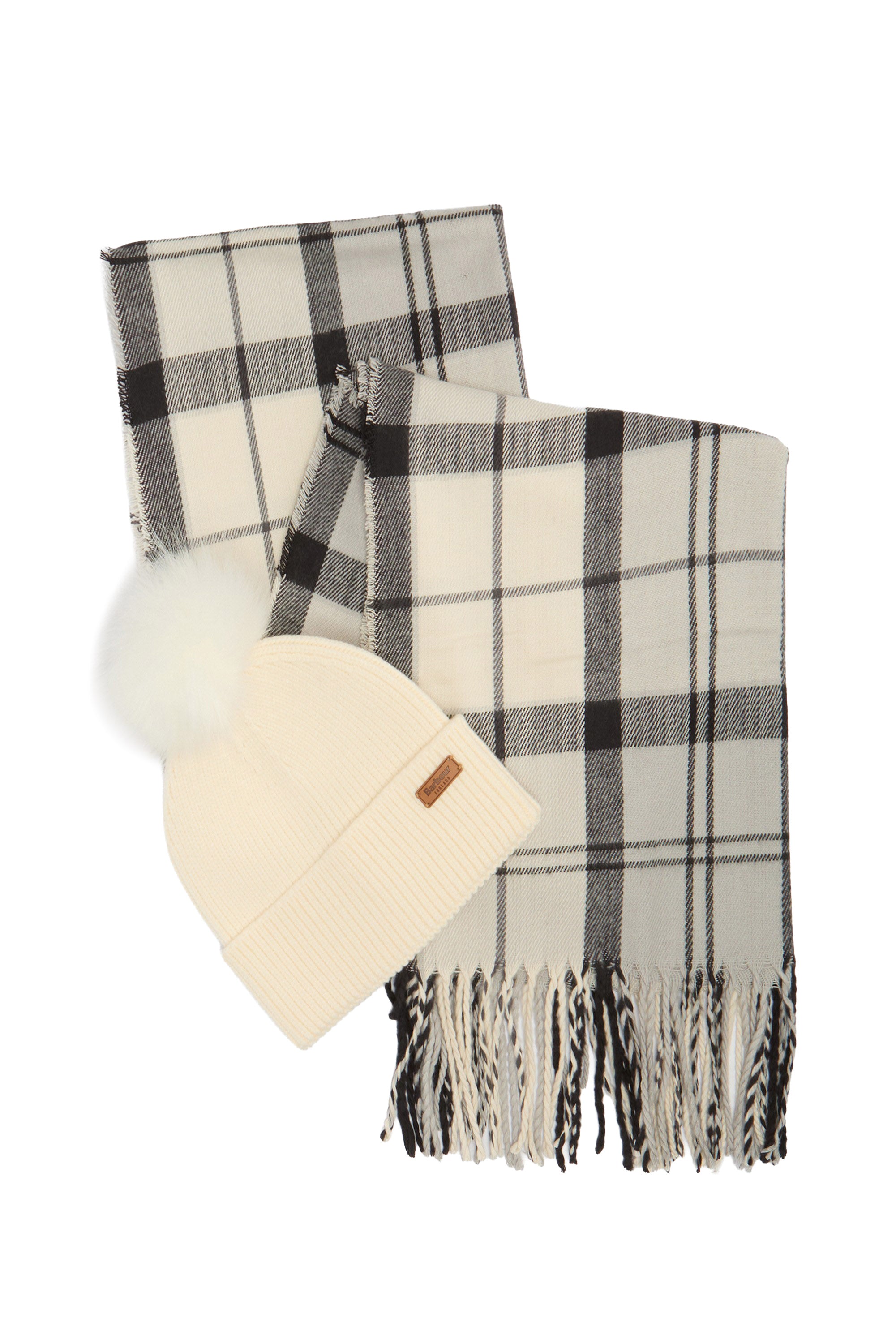 Barbour Dover Beanie & Scarf - Monochrome Tartan LGS0054_GY31_OS