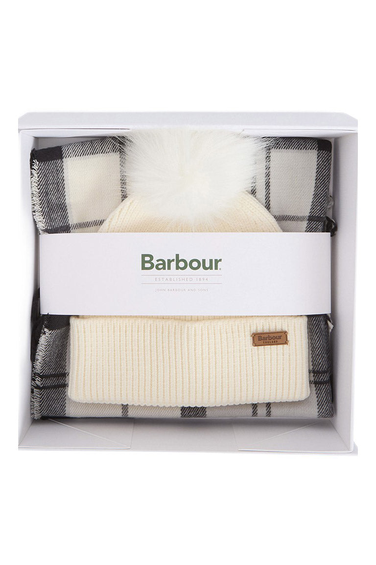 Barbour Dover Beanie & Scarf - Monochrome Tartan LGS0054_GY31_OS