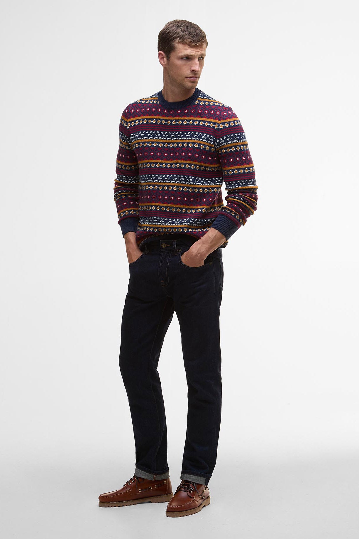 Barbour Easdale Fair Isle Wool Blend Jumper - Navy