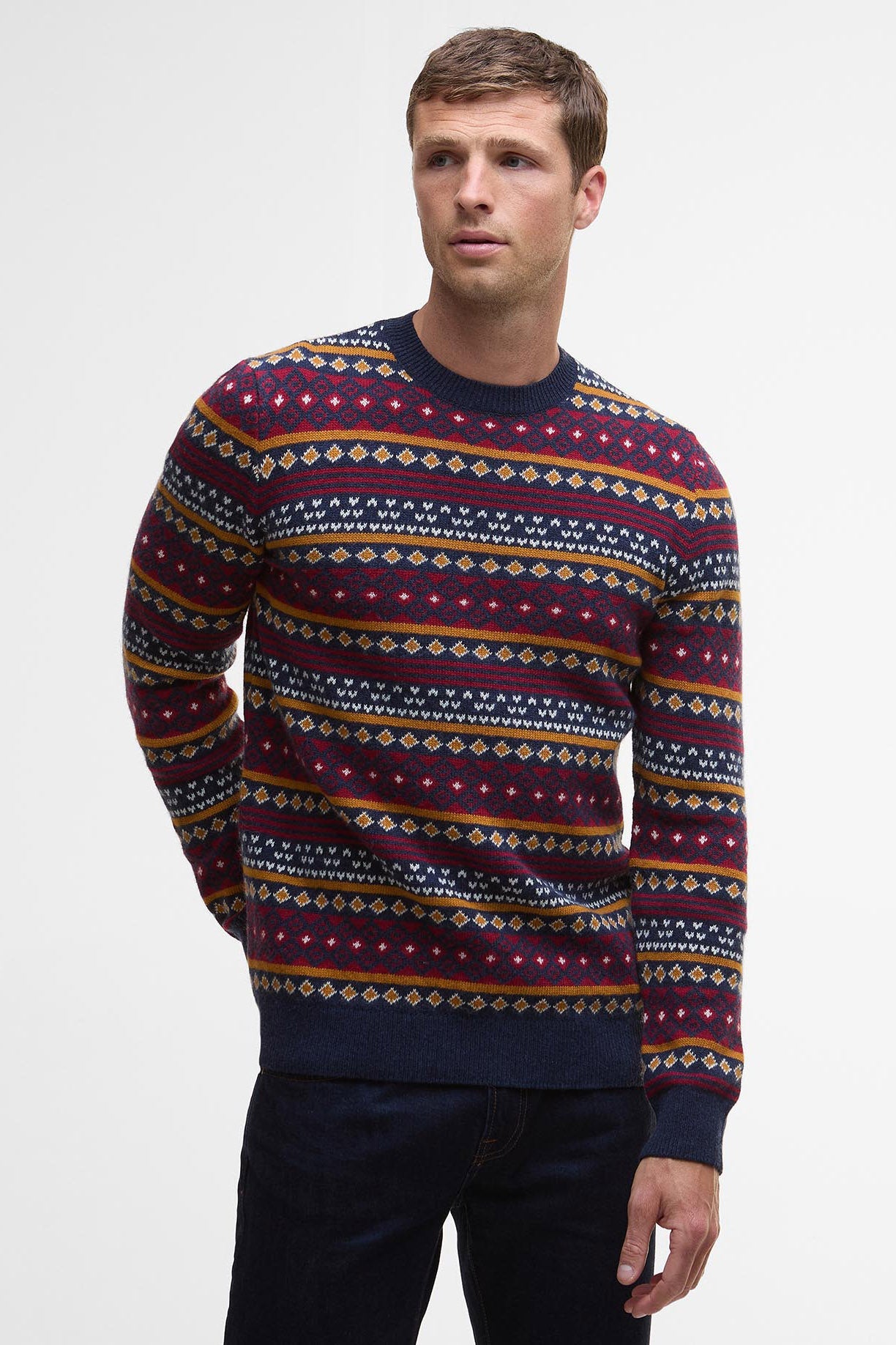 Barbour Easdale Fair Isle Wool Blend Jumper - Navy