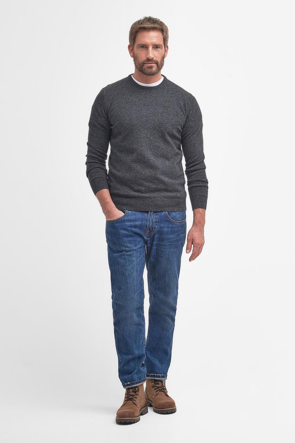 Barbour Essential Crew Neck Jumper - Charcoal