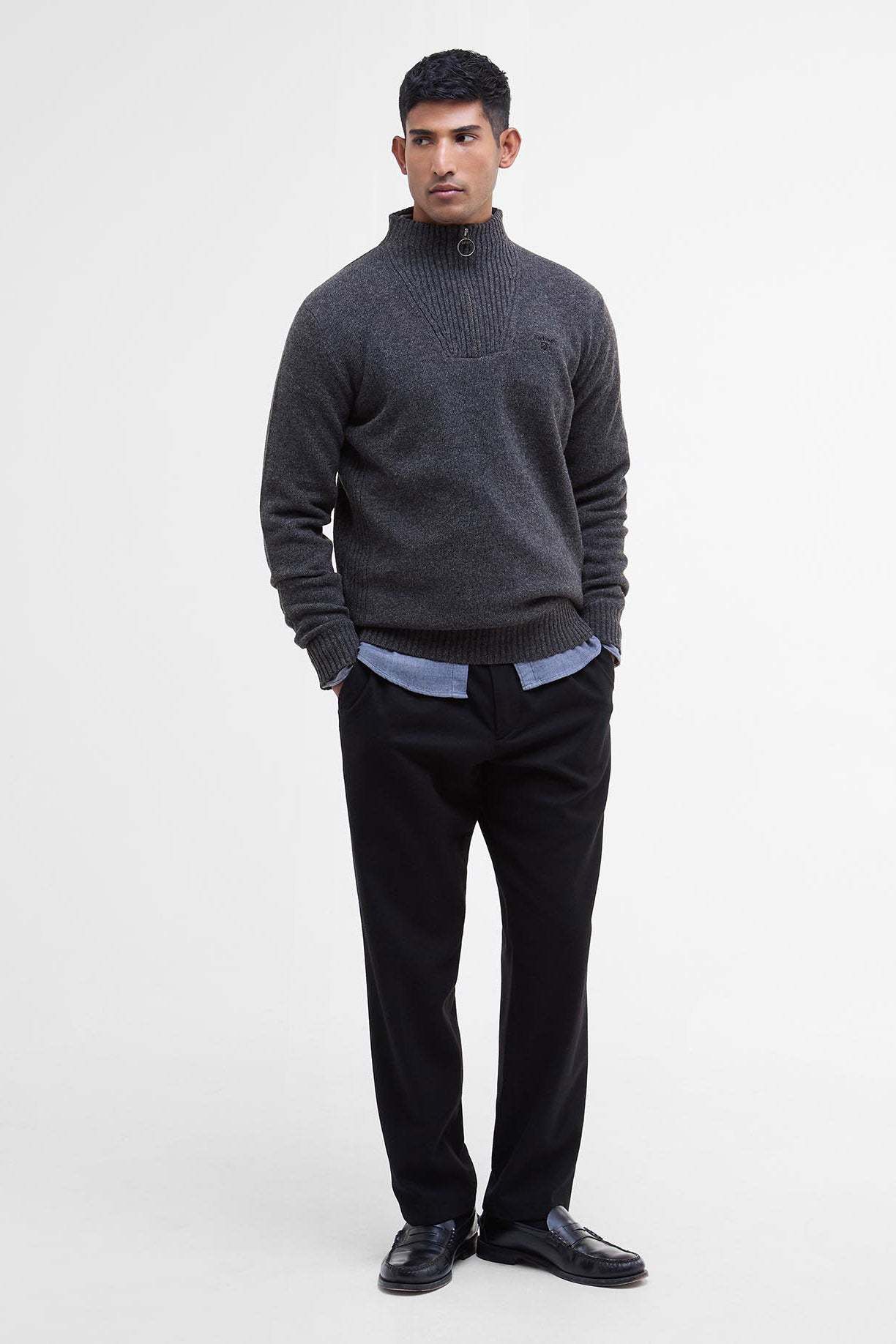 Barbour Essential Half-Zip Jumper - Charcoal