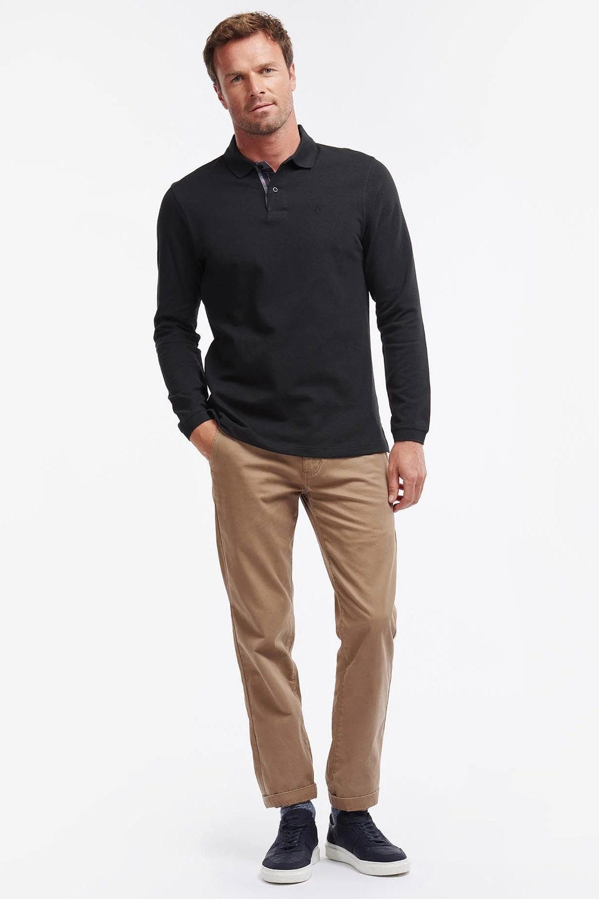 Barbour Essential Long Sleeve Sports Polo Shirt - Black