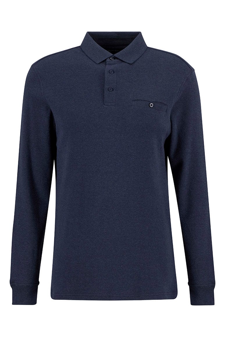 Barbour Farmwell Tailored Long Sleeve Polo Shirt - Navy