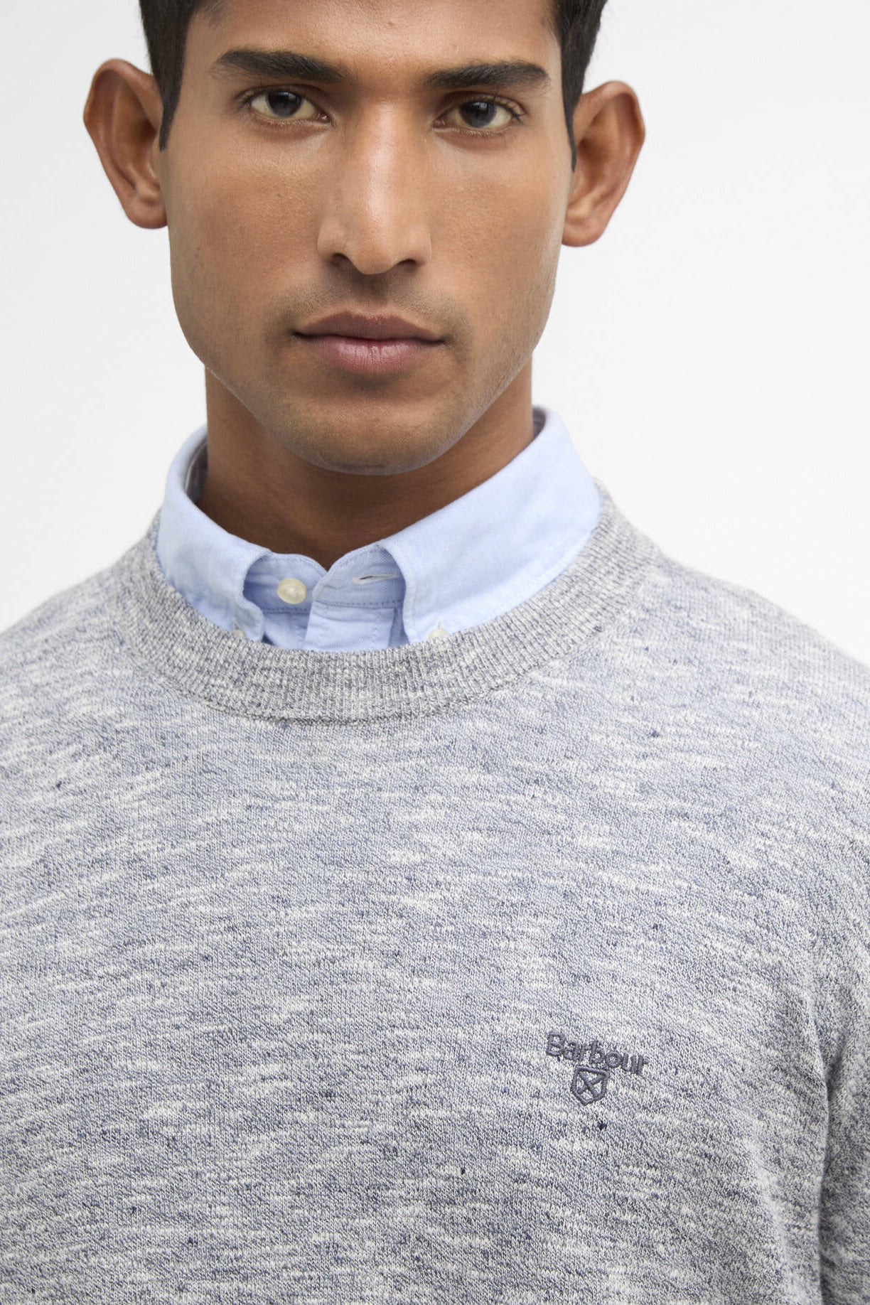 Barbour Flaxby Linen Blend Crew Neck Jumper - Navy