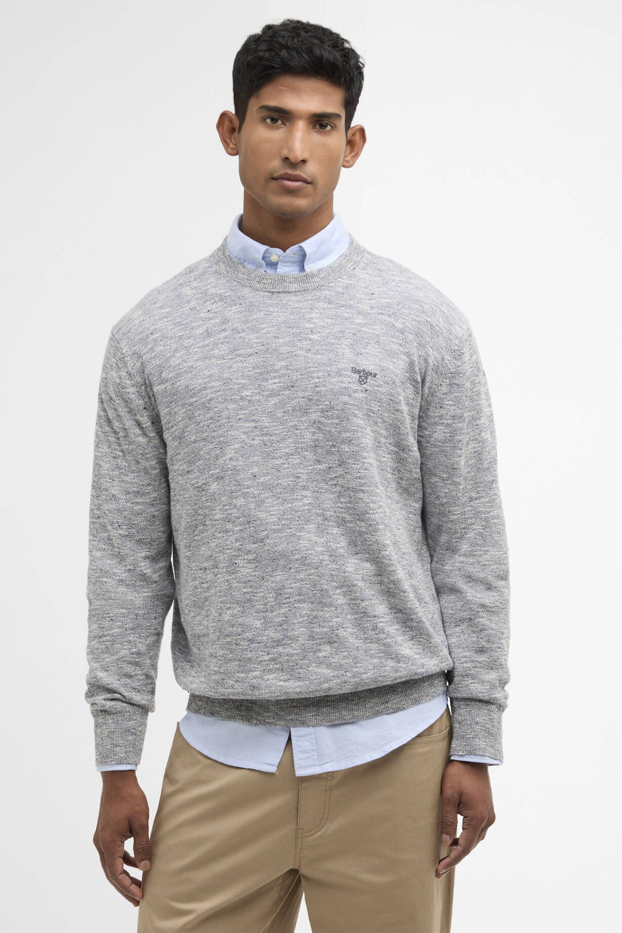 Barbour Flaxby Linen Blend Crew Neck Jumper - Navy