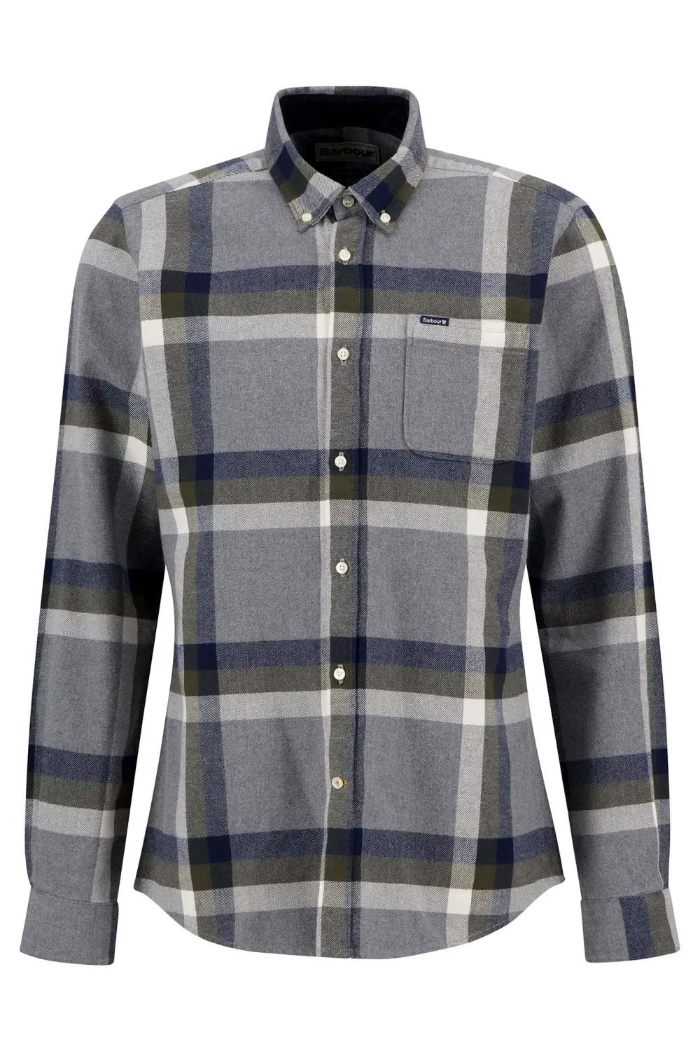 Barbour Folley Tailored Brushed Cotton Shirt - Light Grey Marl