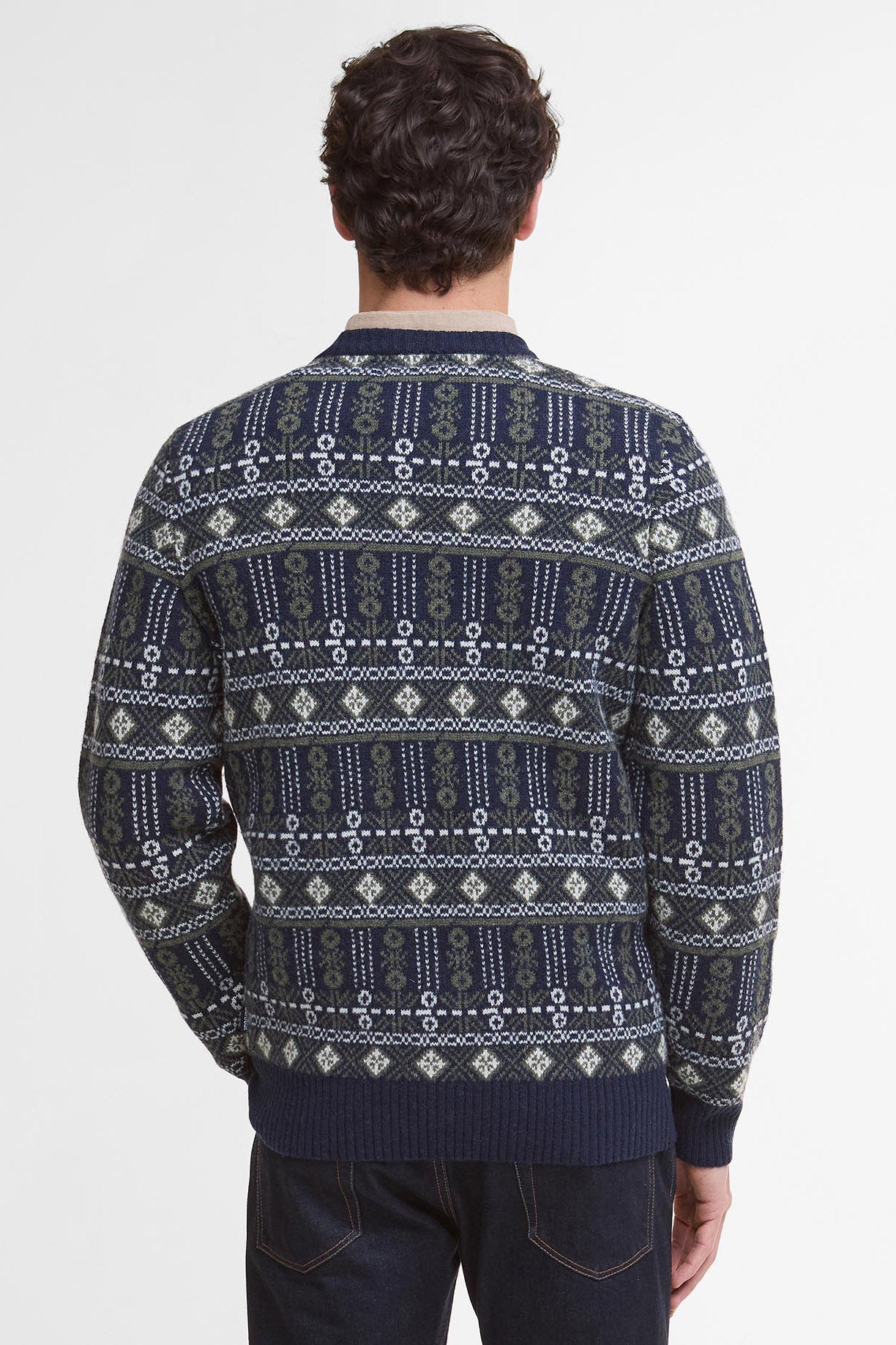 Barbour Grangetown Fair Isle Crew Neck Jumper - Inky Blue