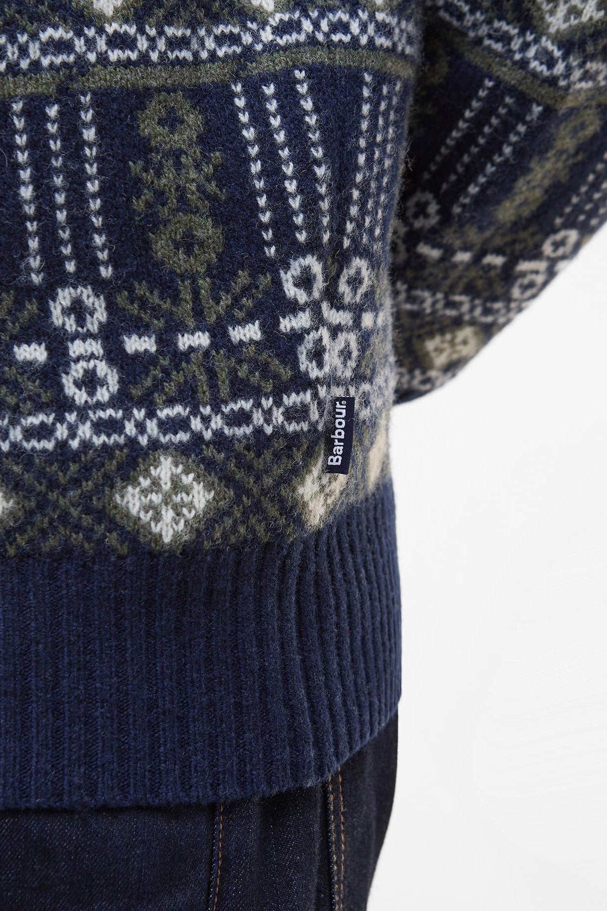 Barbour Grangetown Fair Isle Crew Neck Jumper - Inky Blue
