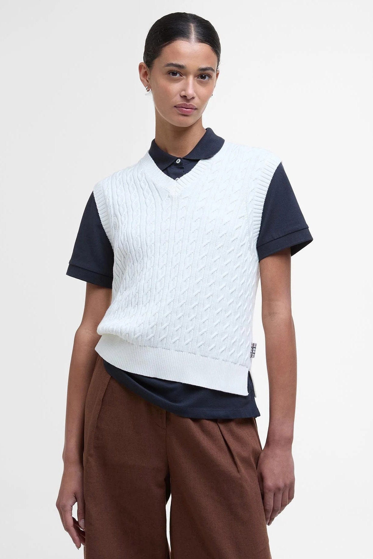 Barbour Hartland Knitted Sleeveless Jumper - Cloud