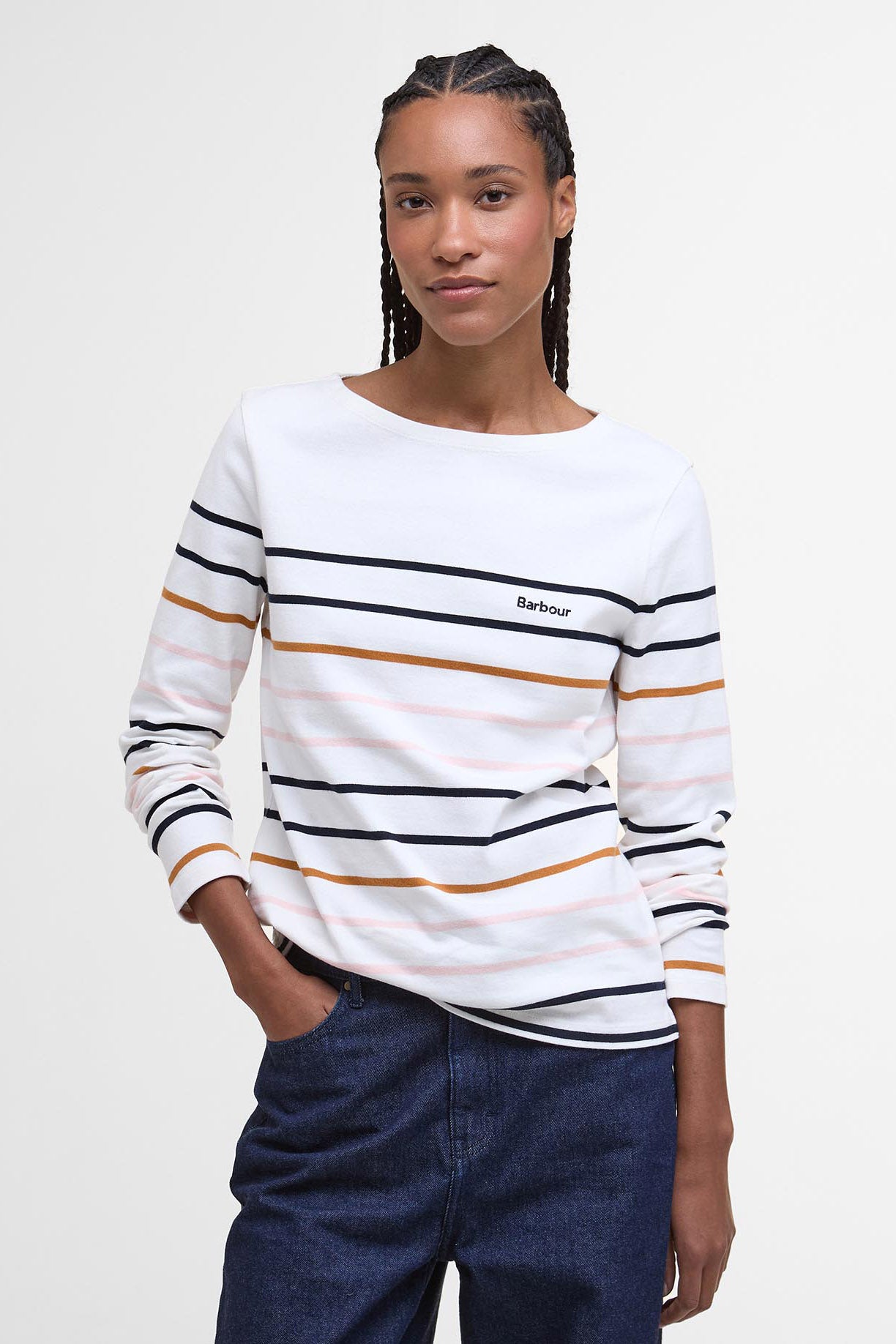 Barbour Hawkins Striped Long Sleeve T-Shirt - Cloud Stripe