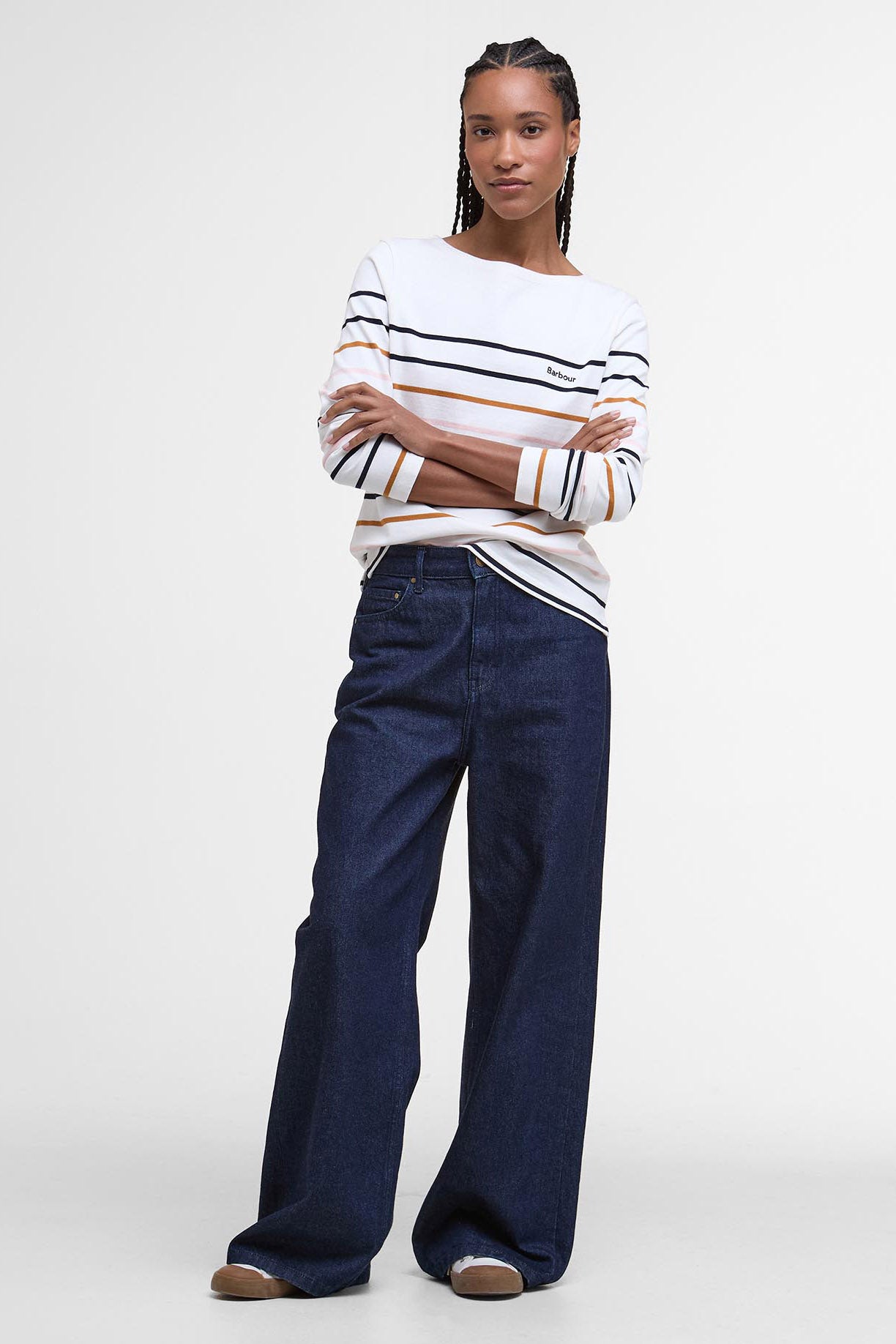 Barbour Hawkins Striped Long Sleeve T-Shirt - Cloud Stripe