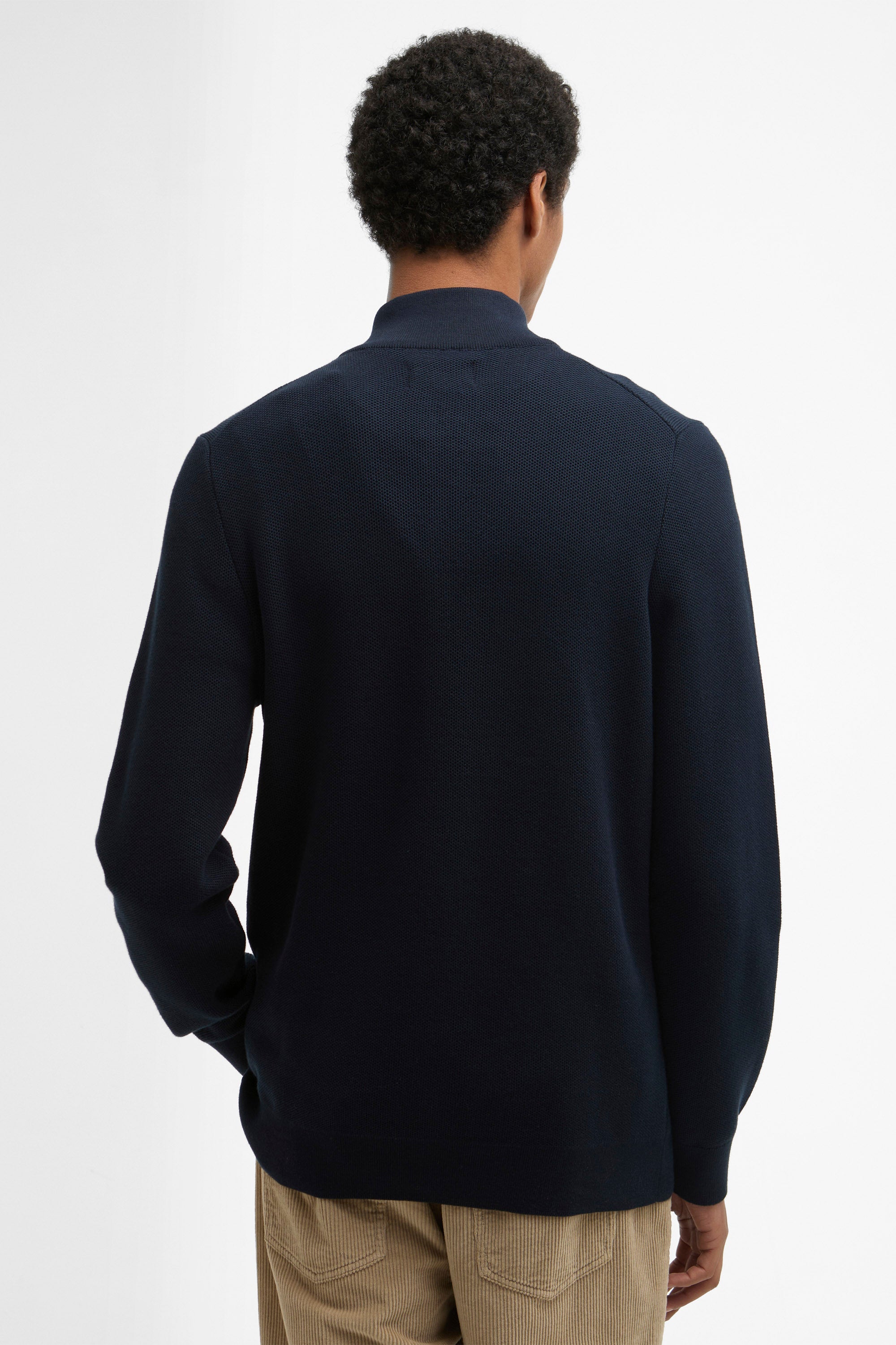 Barbour Honeycomb Half Zip Knitted Jumper - Navy
