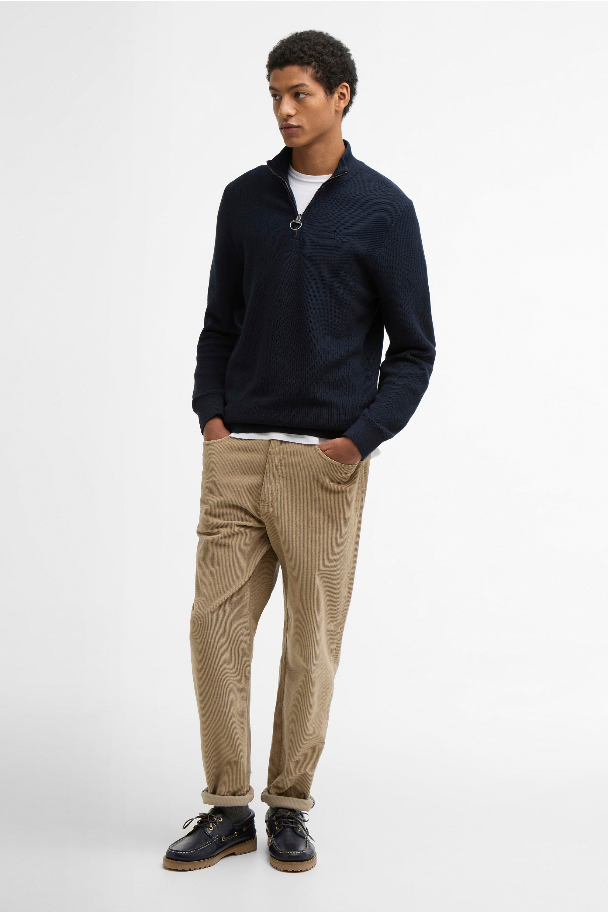 Barbour Honeycomb Half Zip Knitted Jumper - Navy