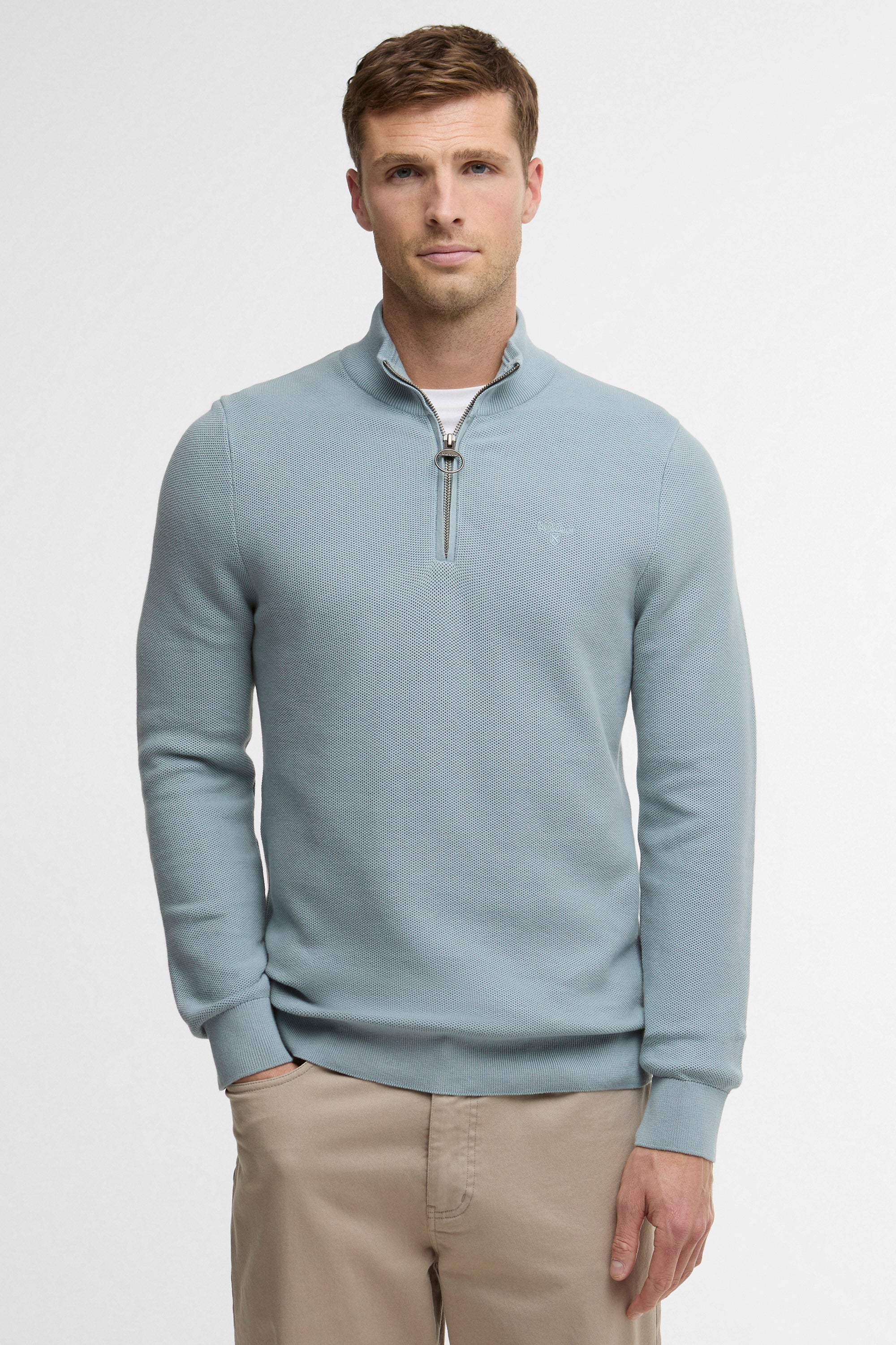 Barbour Honeycomb Half Zip Knitted Jumper - Slate