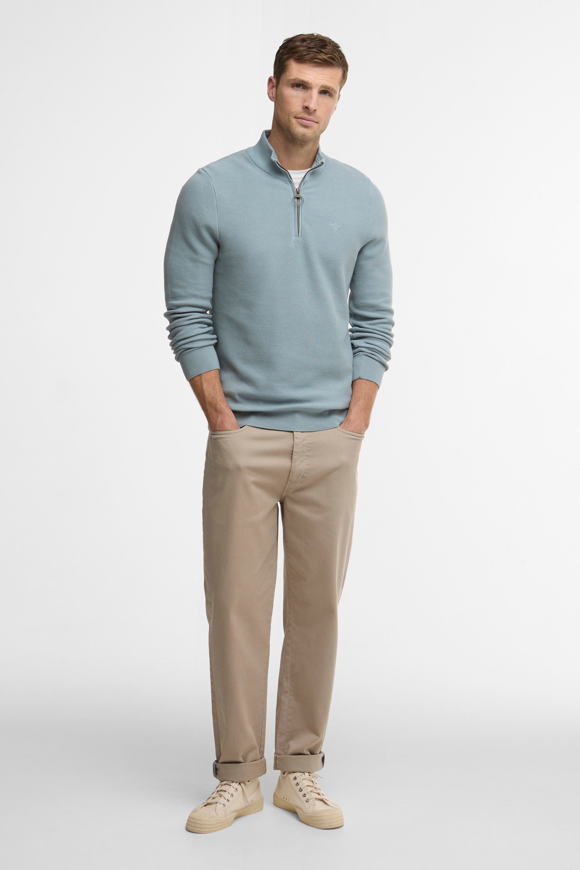 Barbour Honeycomb Half Zip Knitted Jumper - Slate