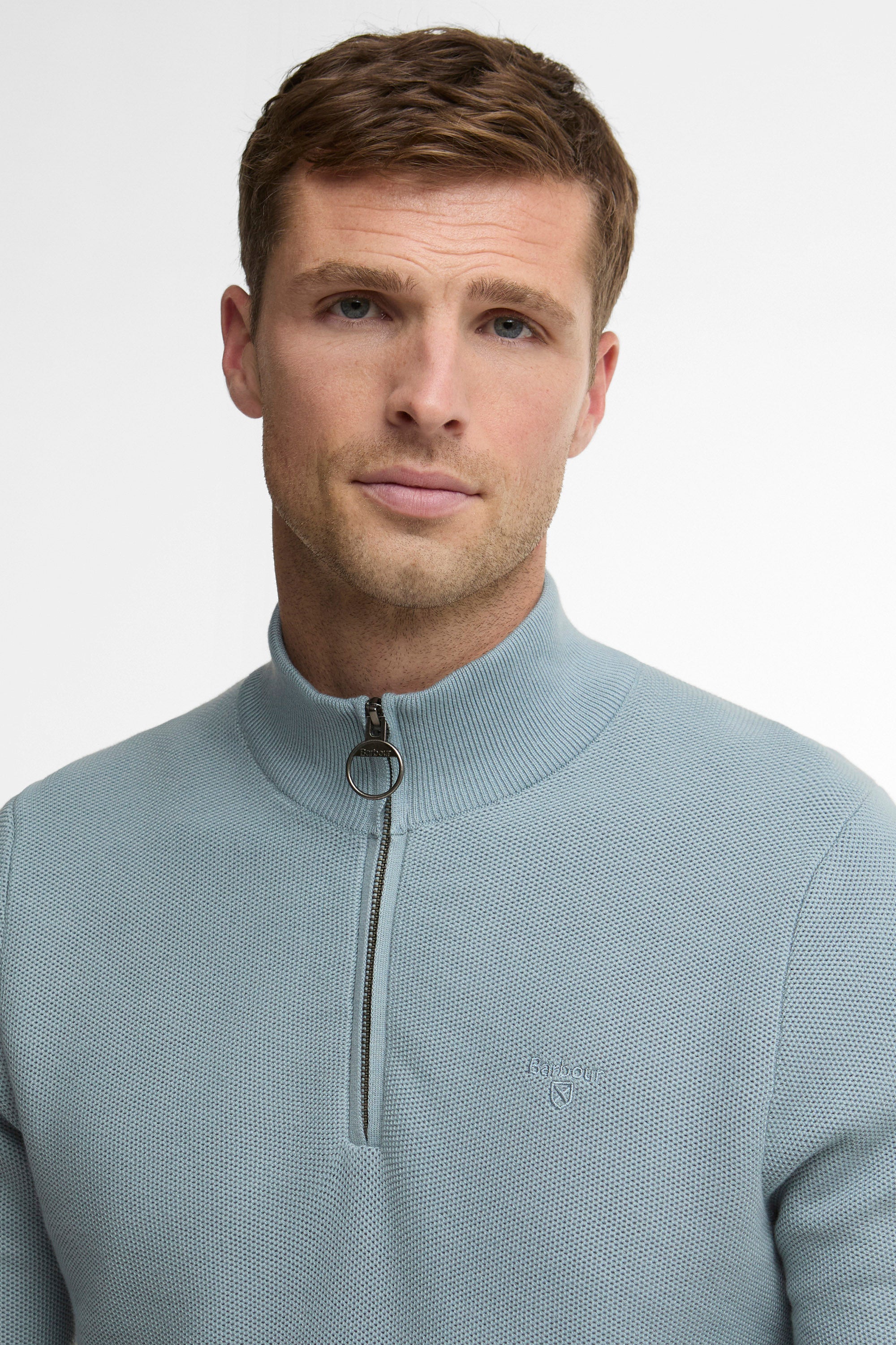 Barbour Honeycomb Half Zip Knitted Jumper - Slate