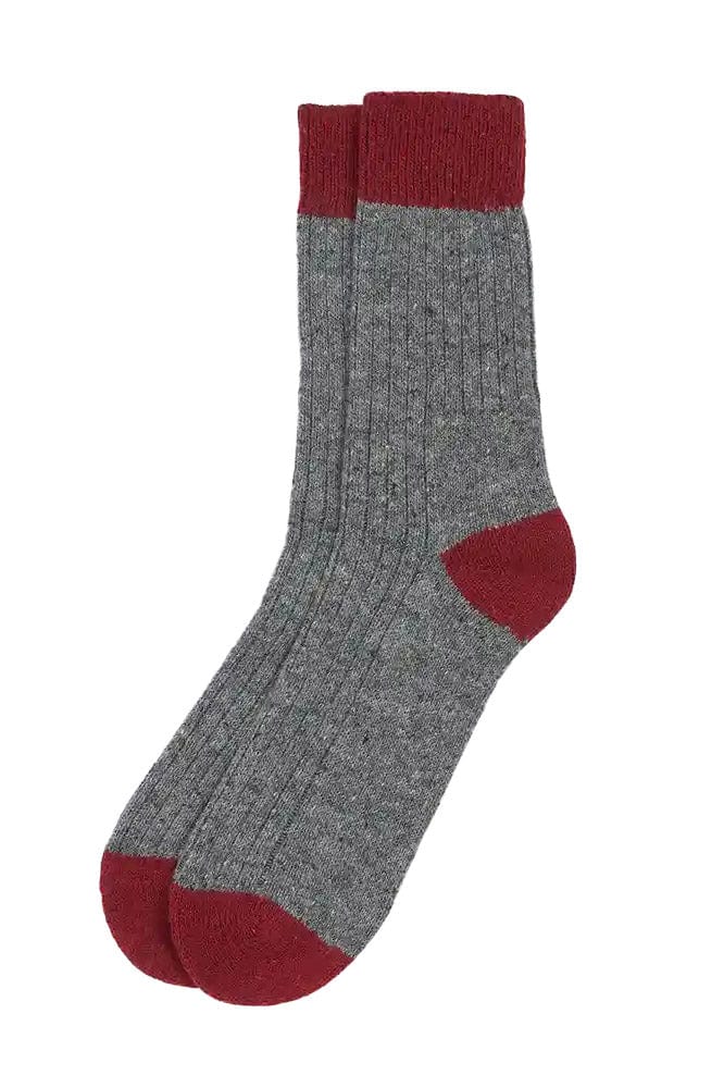 Barbour Houghton Socks - Mid Grey/Red