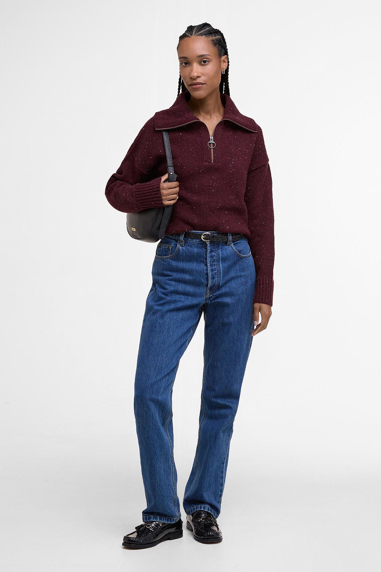 Barbour Lavensdale Half-Zip Jumper - Black Cherry