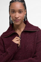 Barbour Lavensdale Half-Zip Jumper - Black Cherry