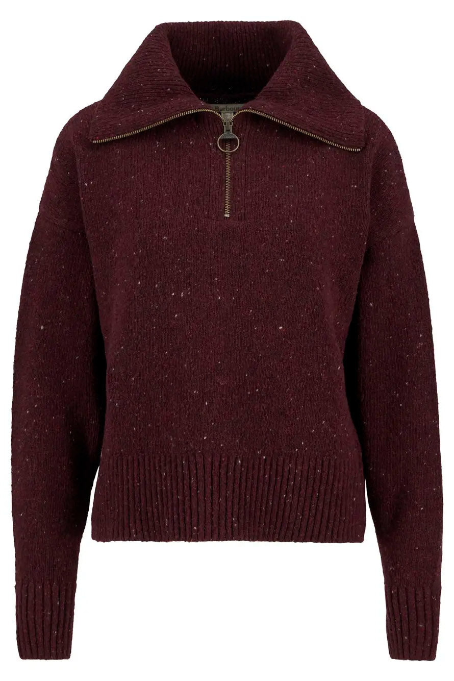 Barbour Lavensdale Half-Zip Jumper - Black Cherry
