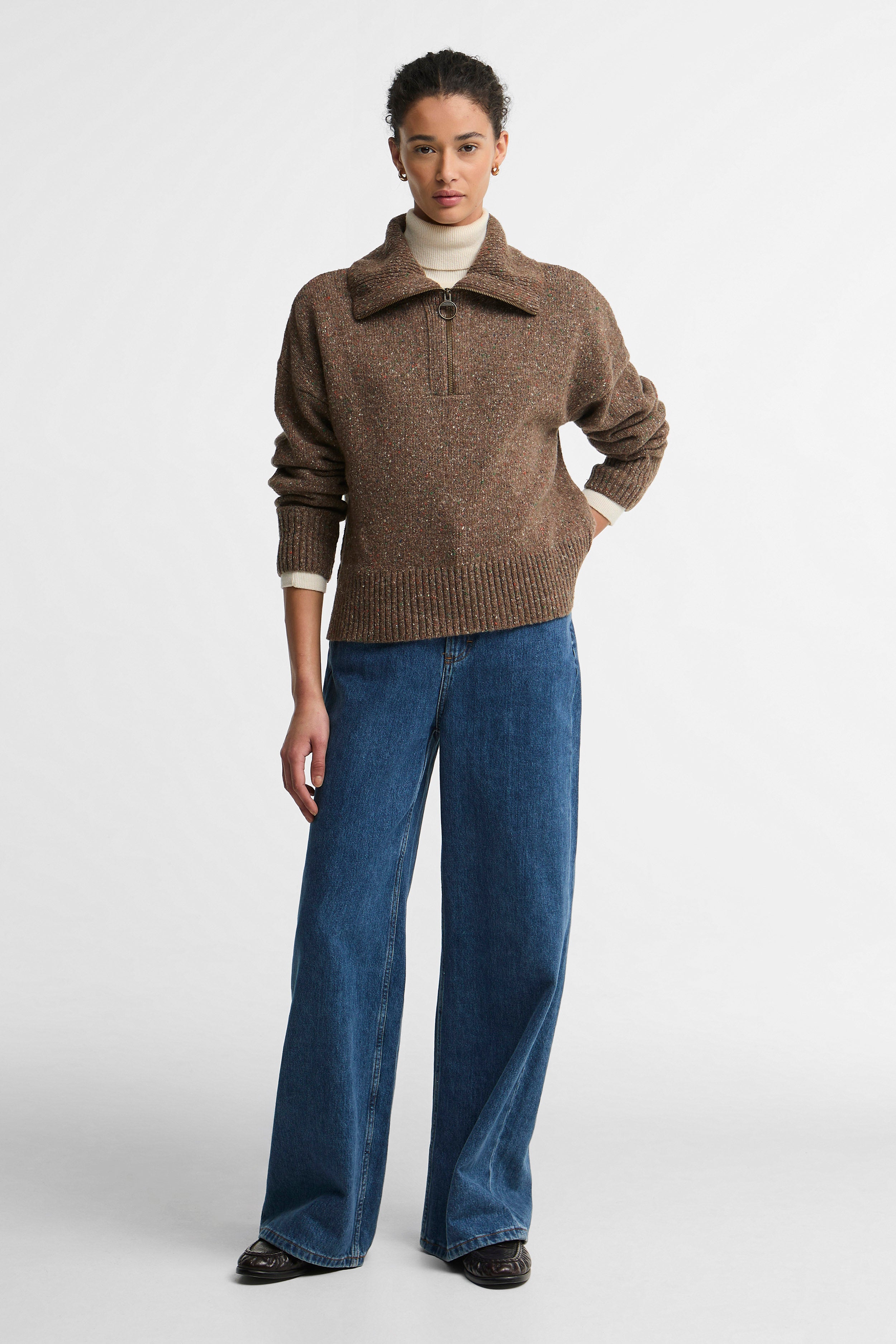 Barbour Lavensdale Half Zip Jumper - Deep Camel
