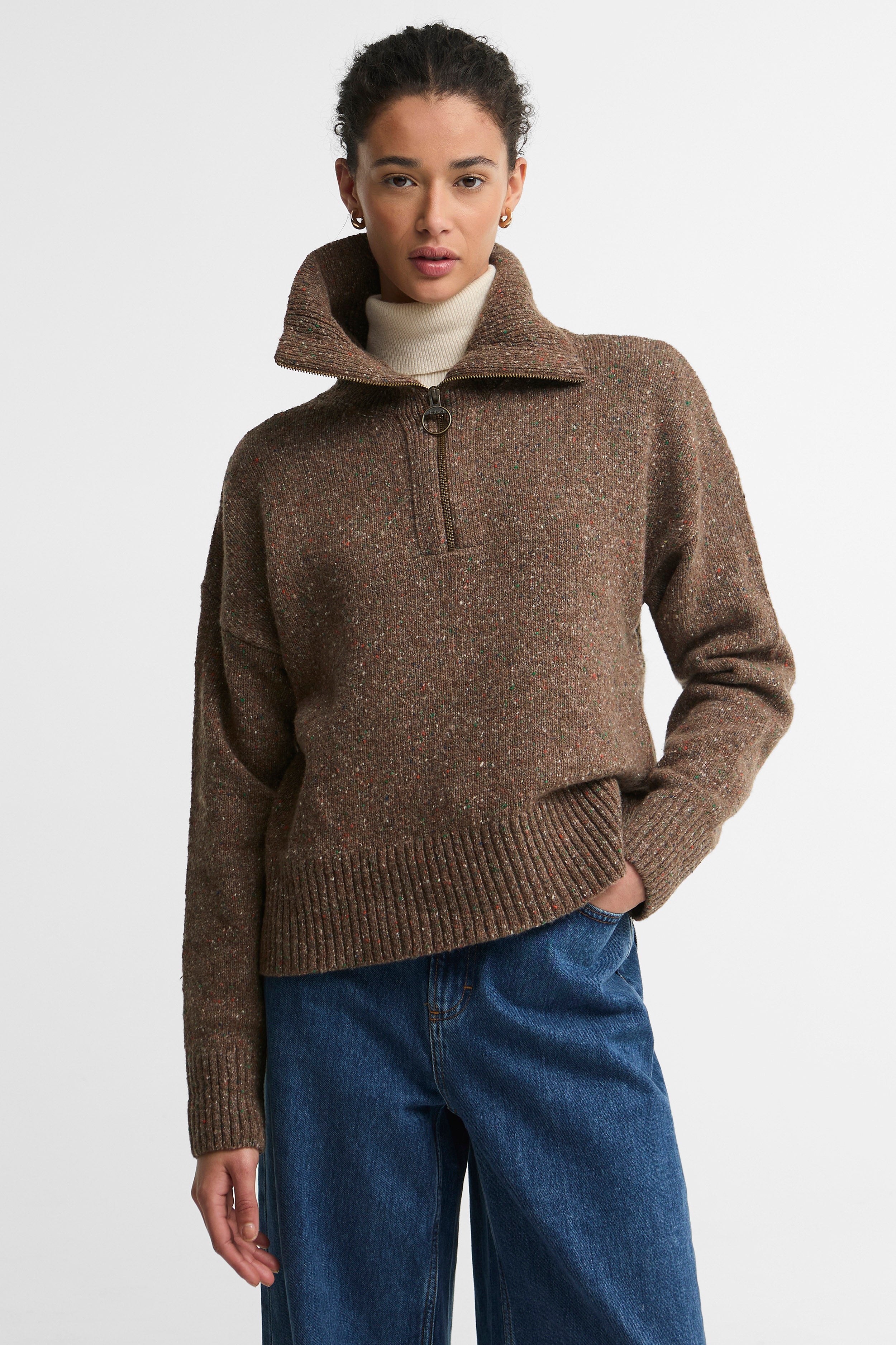 Barbour Lavensdale Half Zip Jumper - Deep Camel