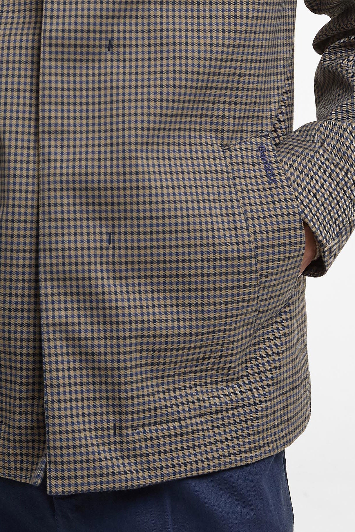 Barbour Lorden Short Showerproof Jacket - Stone/Navy Check