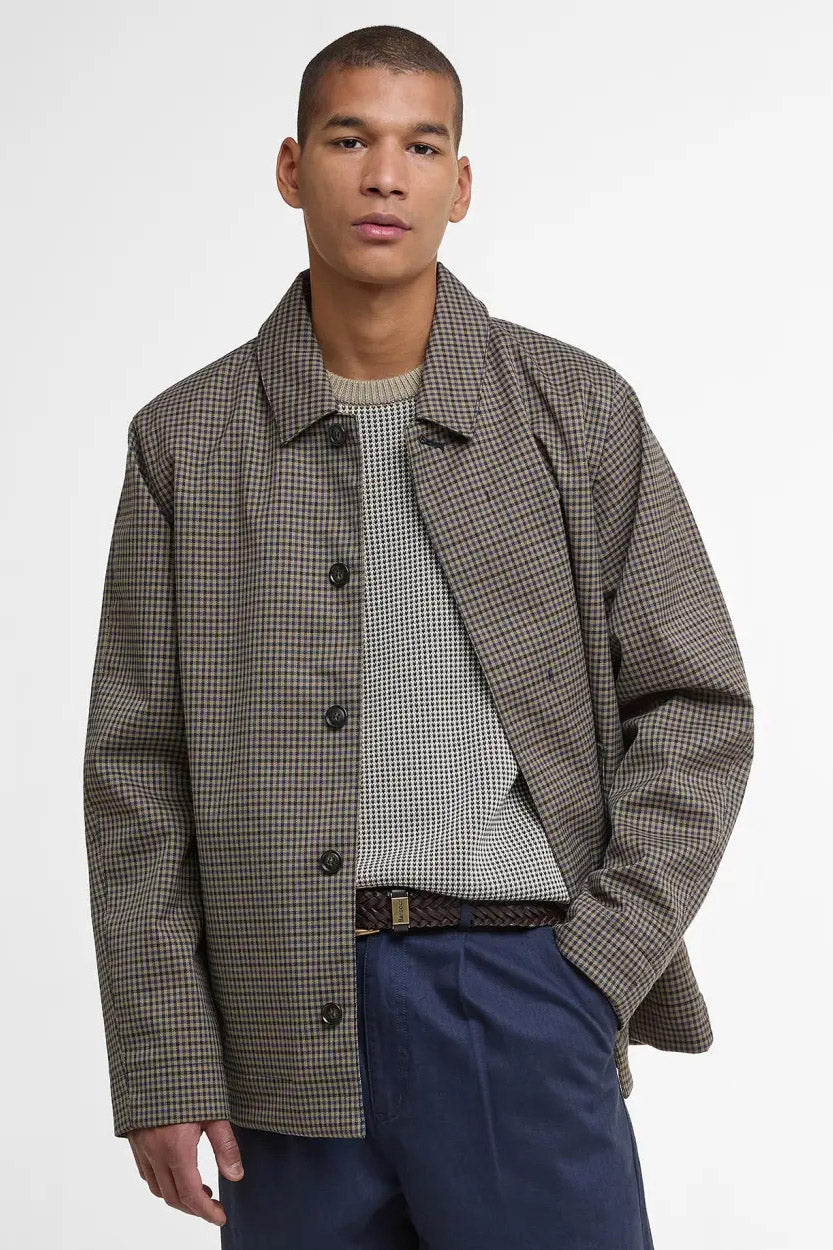 Barbour Lorden Short Showerproof Jacket - Stone/Navy Check