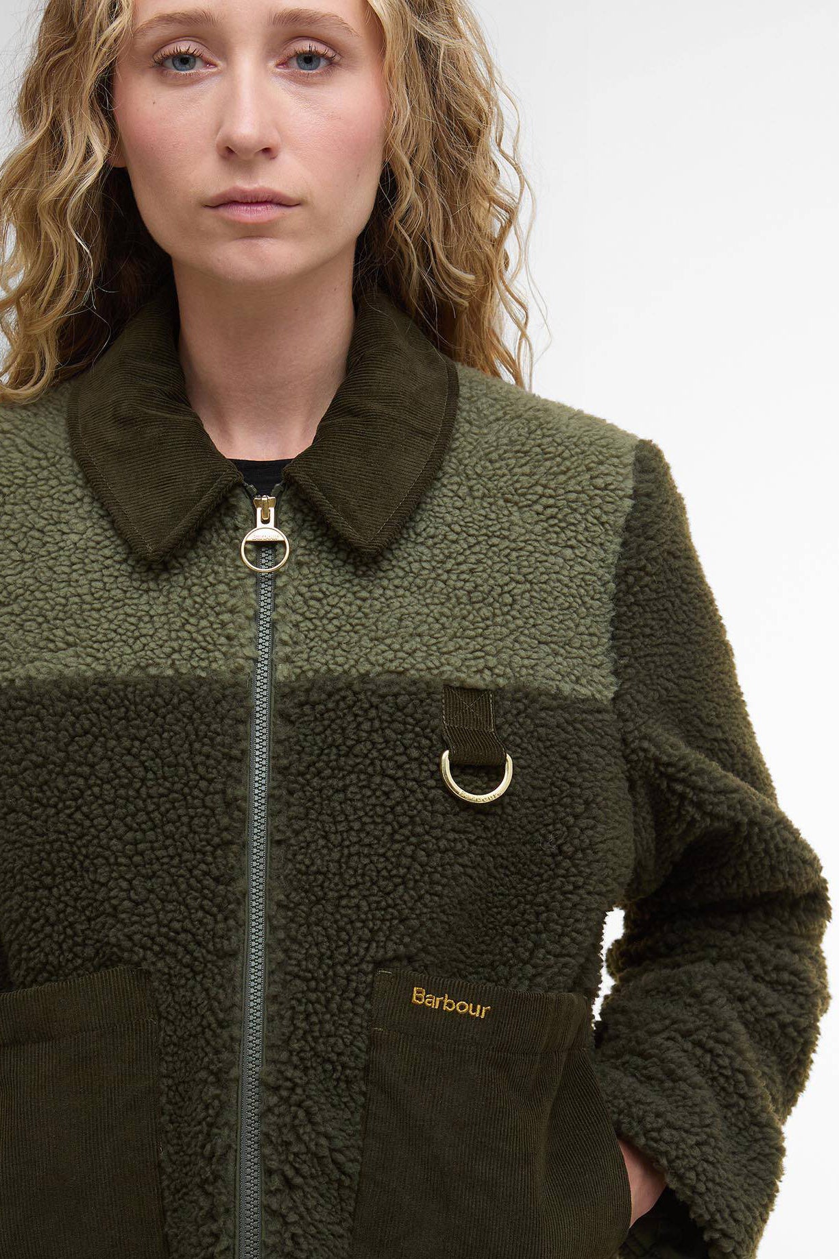 Barbour Malena Cropped Fleece - Olive/Light Moss