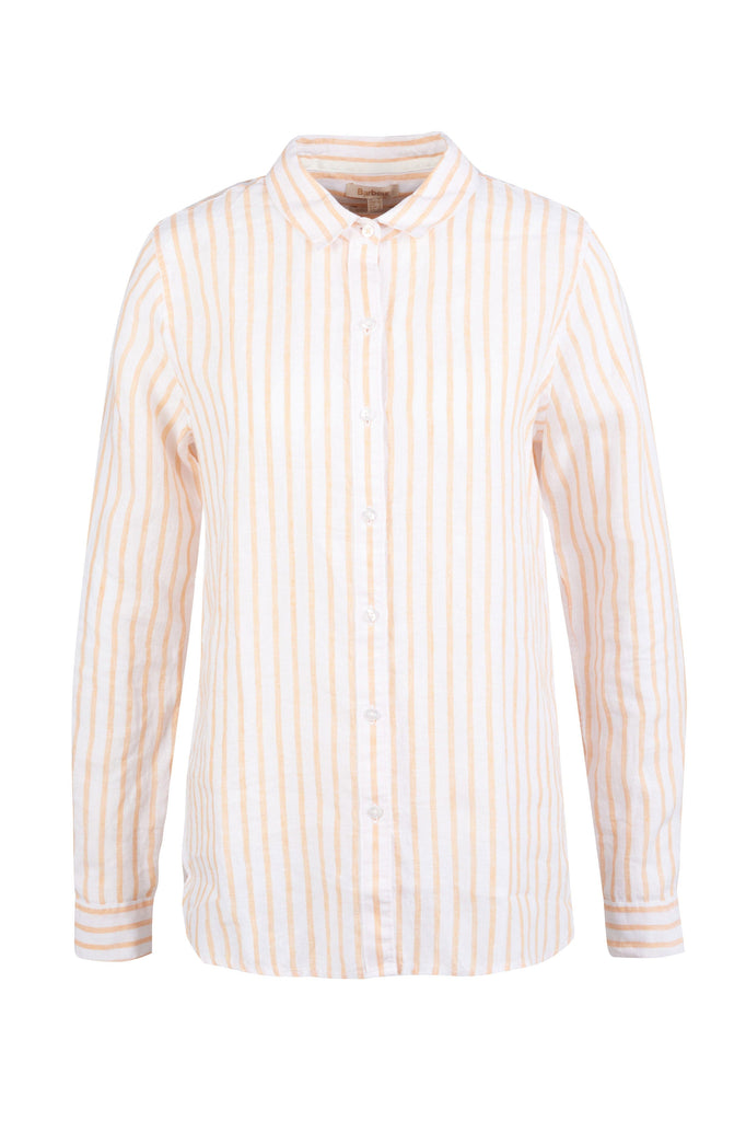 Barbour Marine Stripe Linen Shirt - Papaya