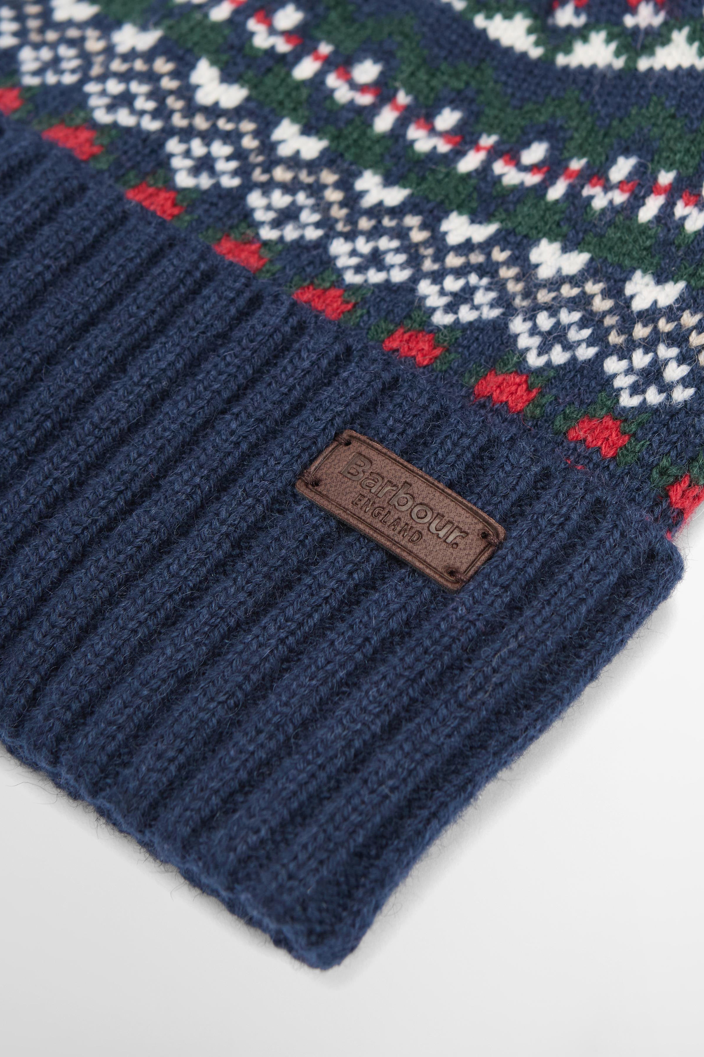 Barbour Marlow Fair Isle Beanie - Navy/Evergreen MHA0907_NY31_OS