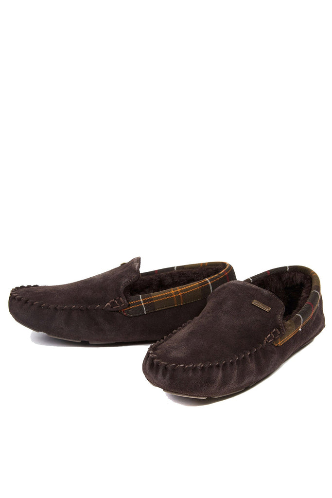 Barbour Mens Monty Suede Slippers - Brown Suede