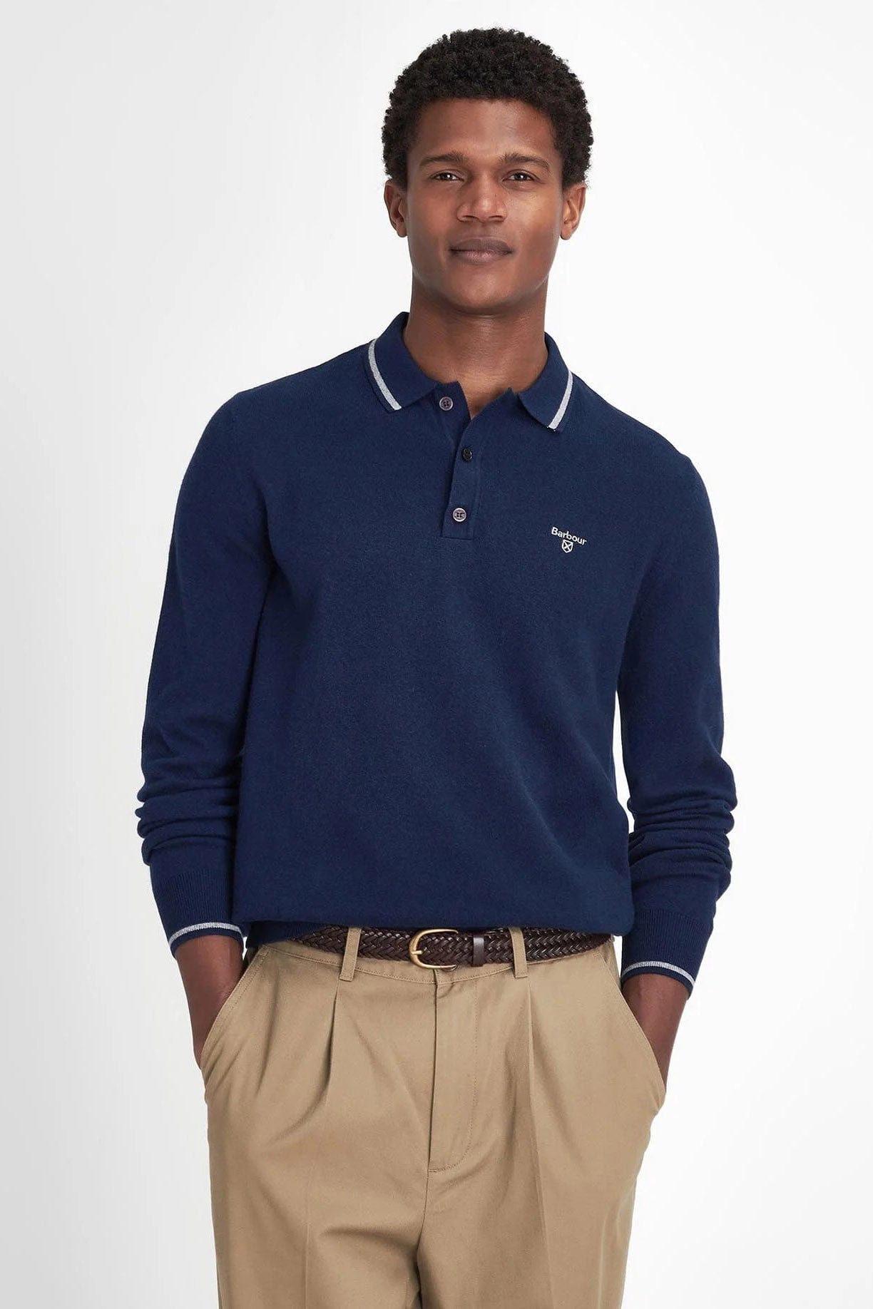 Barbour Nocton Knitted Polo Shirt - Navy