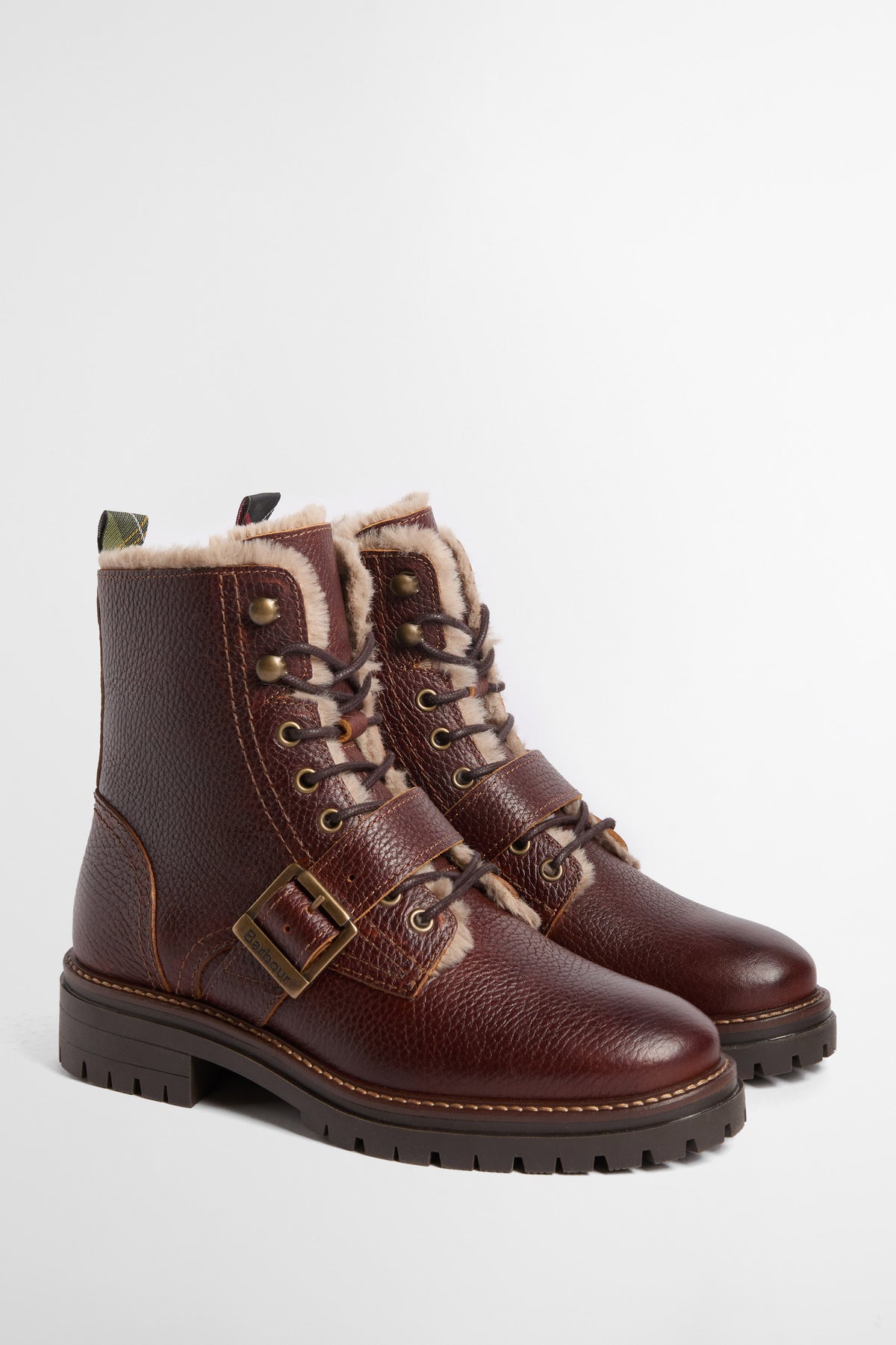 Barbour Pendle Faux Fur Biker Boot - Brown