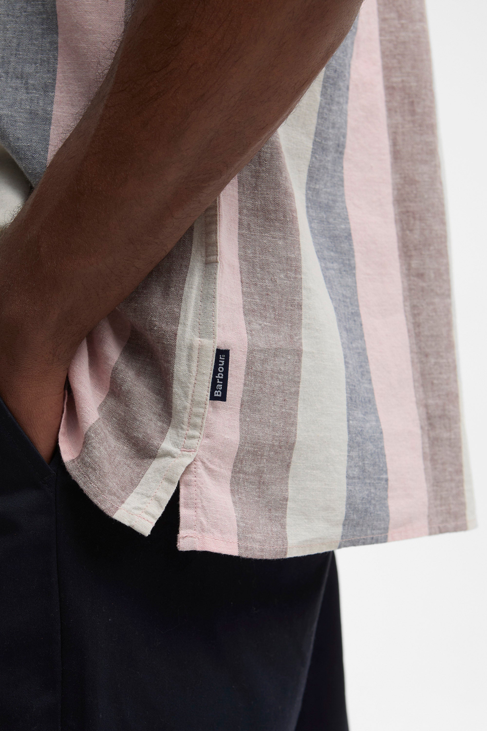 Barbour Portwell Striped Linen Blend Shirt - Pink