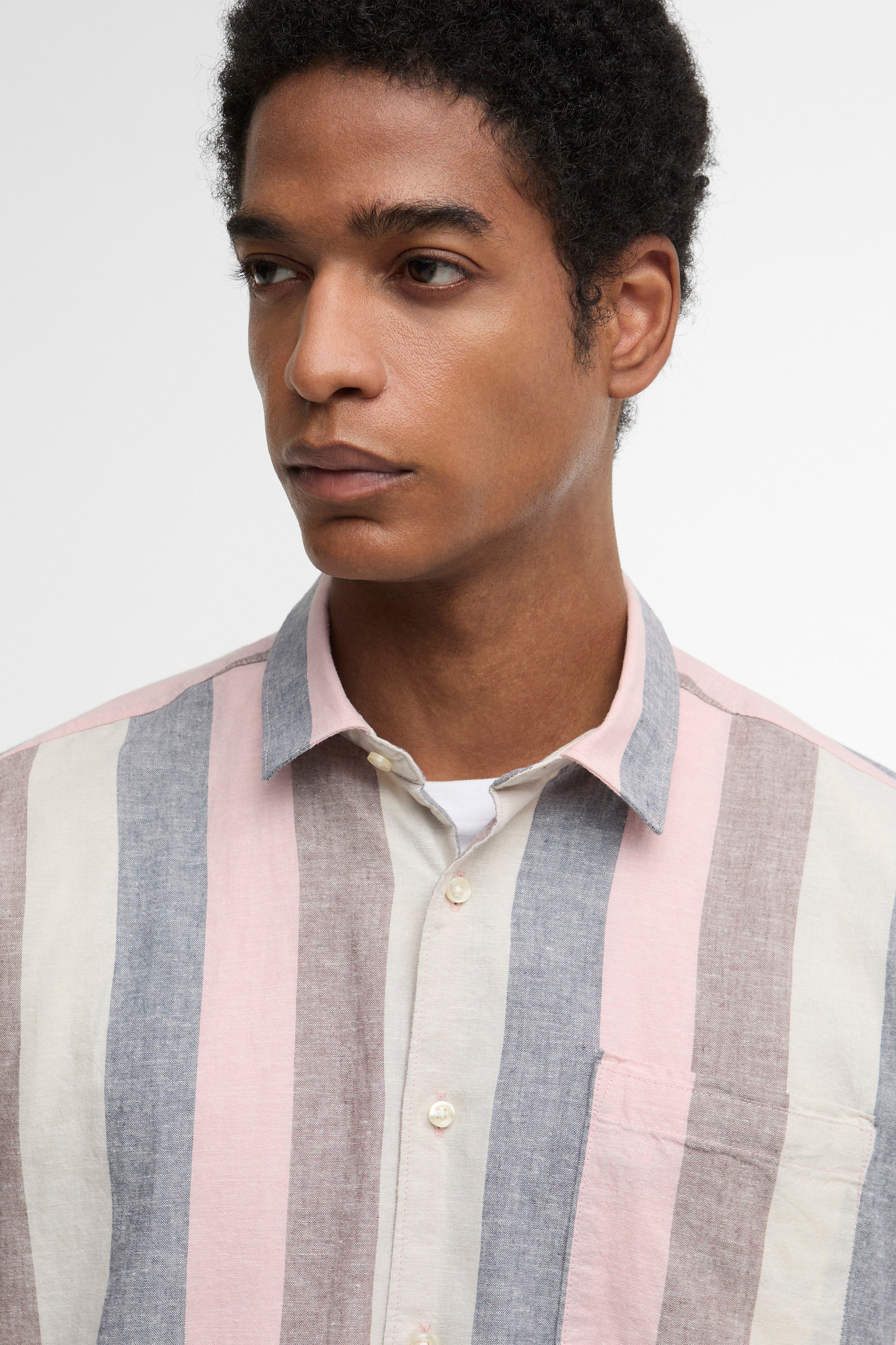 Barbour Portwell Striped Linen Blend Shirt - Pink