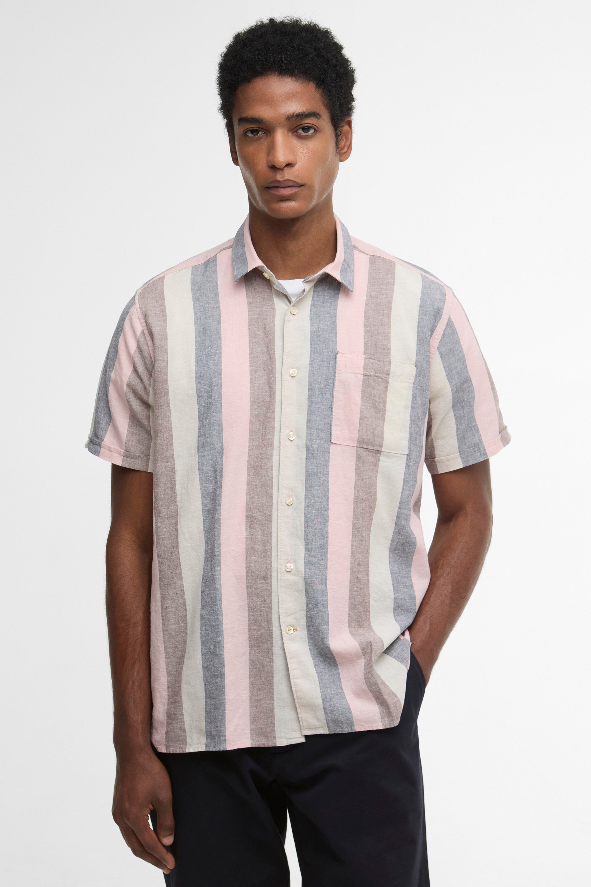 Barbour Portwell Striped Linen Blend Shirt - Pink