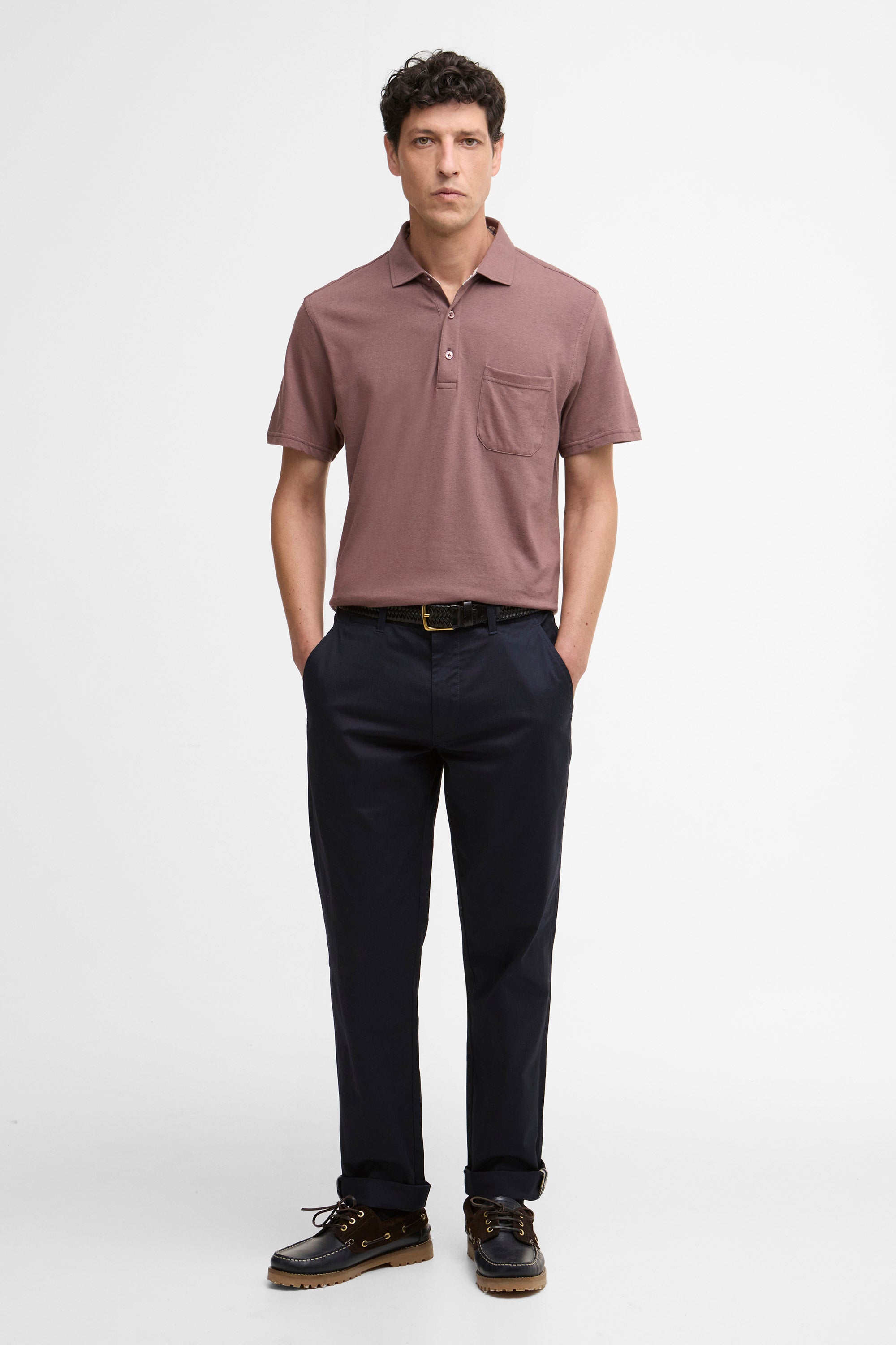 Barbour Steventon Linen-Blend Polo - Peppercorn