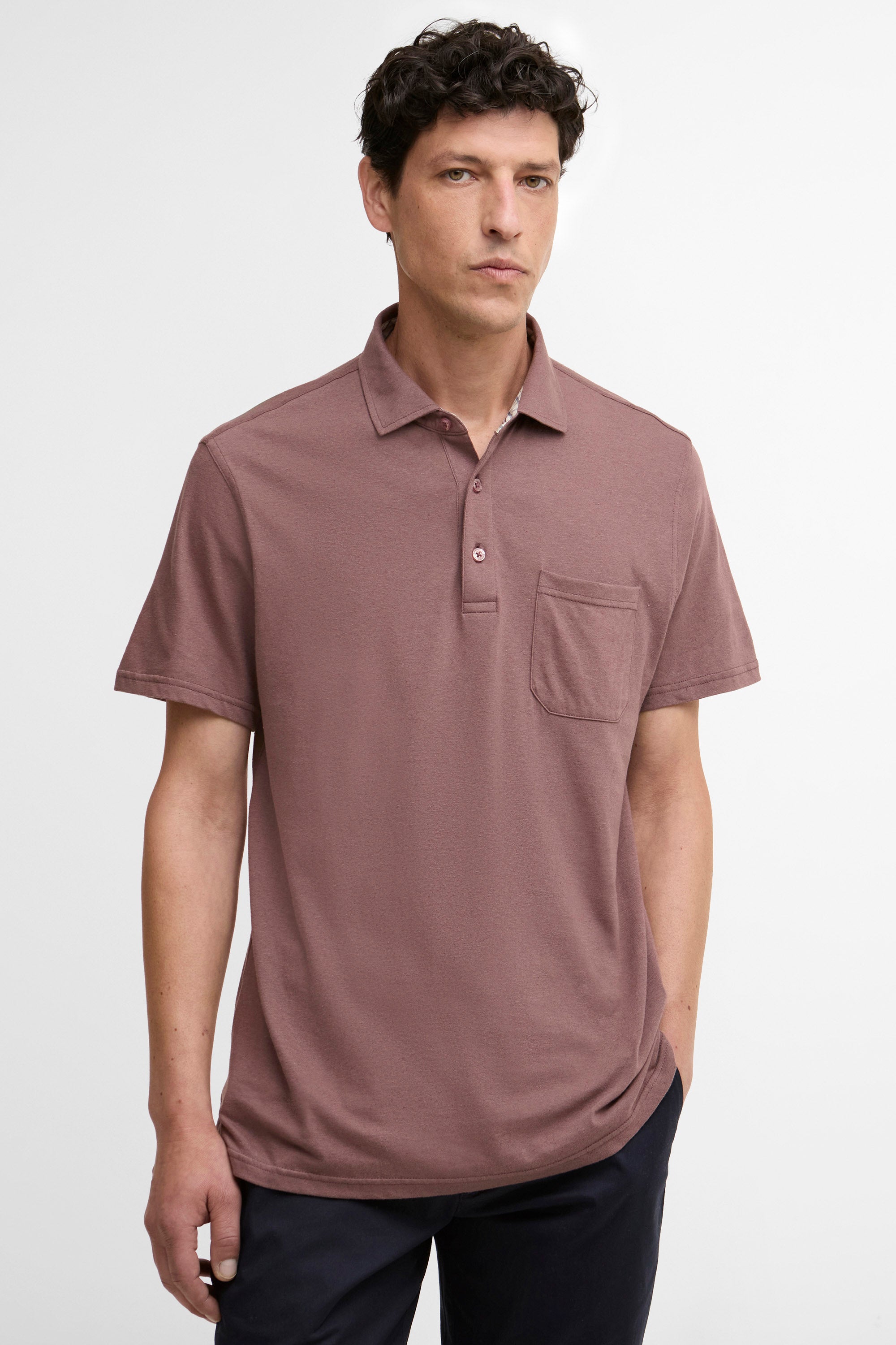 Barbour Steventon Linen-Blend Polo - Peppercorn
