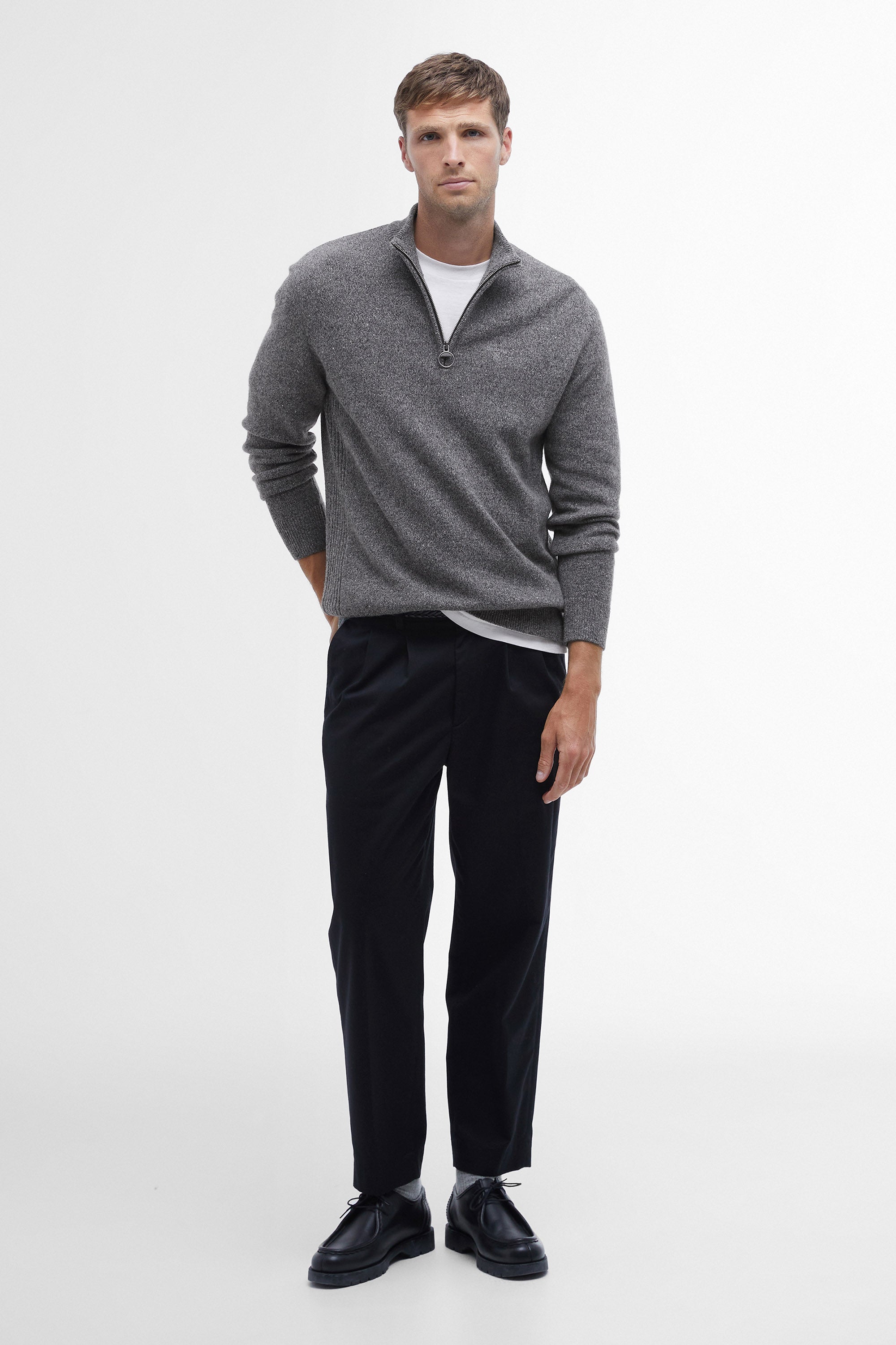 Barbour Tisbury Half Zip Knitted Jumper - Grey