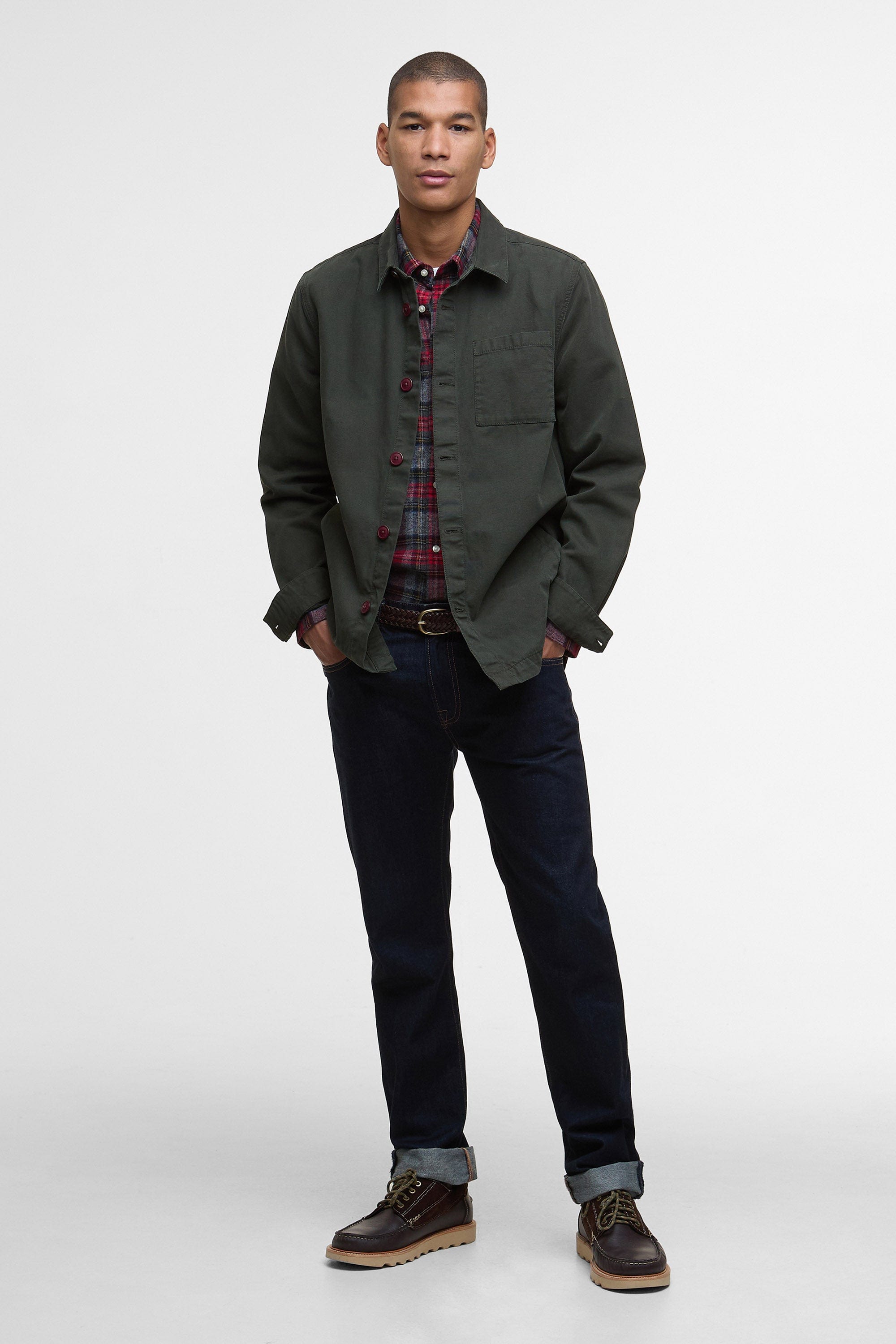 Barbour Washed Cotton Tailored Overshirt - Forest