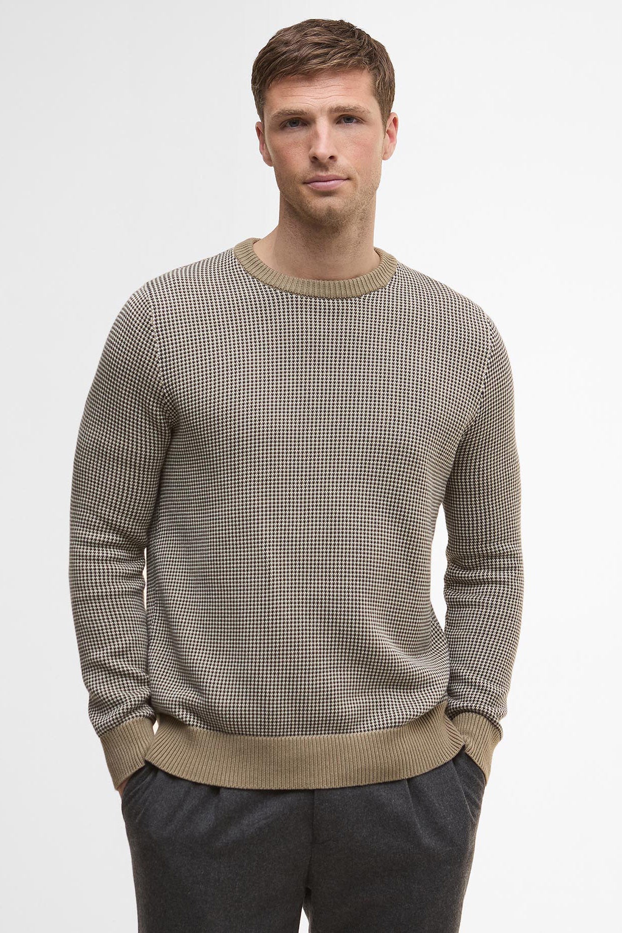 Barbour Wells Crew Neck Jumper - Washed Stone