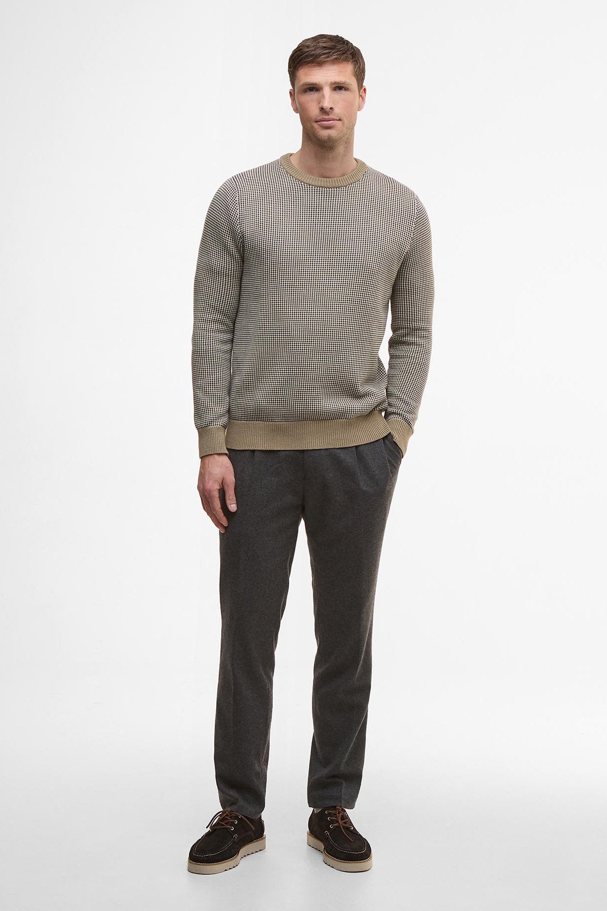 Barbour Wells Crew Neck Jumper - Washed Stone