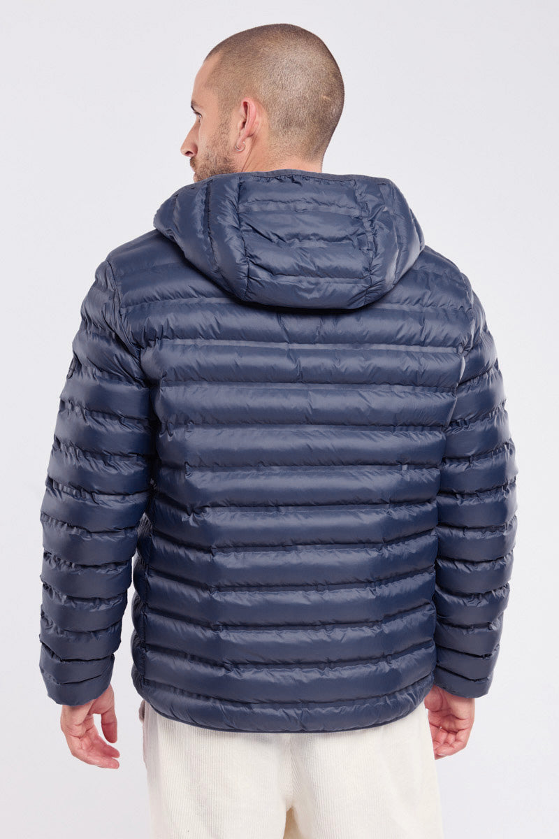 Bermudes Hoodbord Water-Repellent Quilted Hooded Jacket - Navy