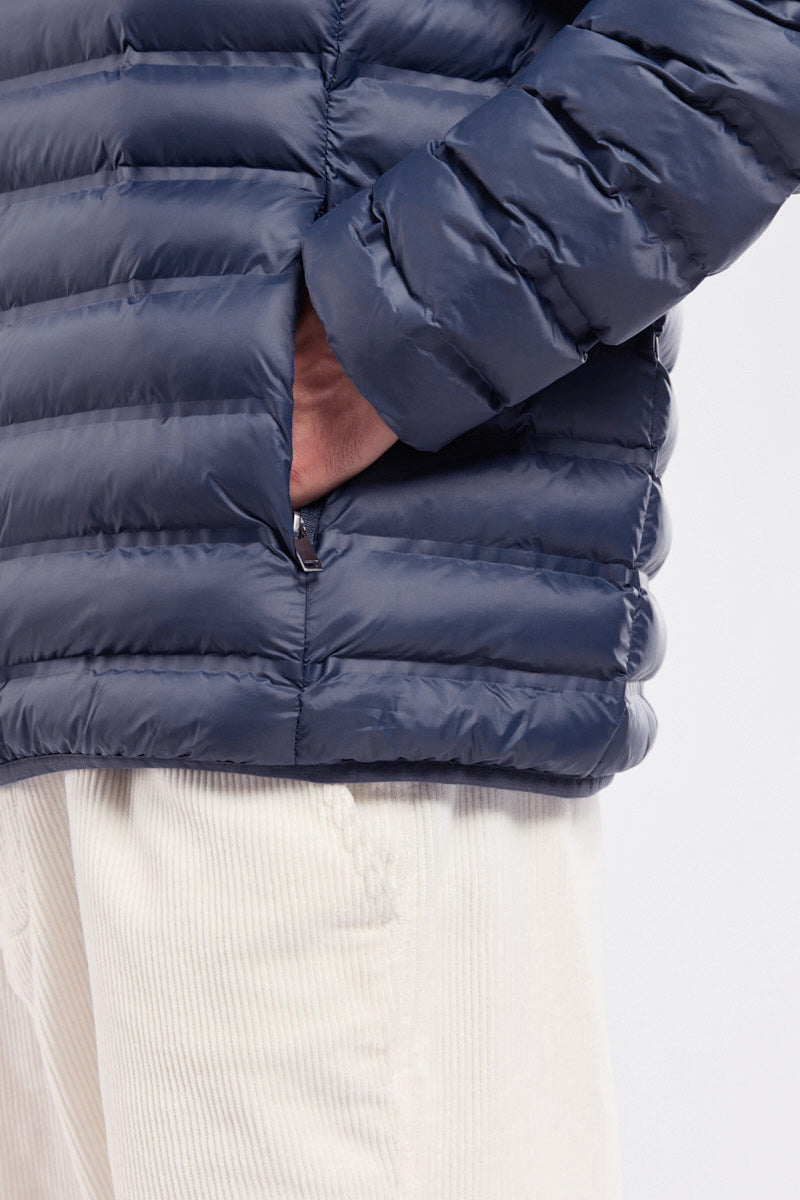 Bermudes Hoodbord Water-Repellent Quilted Hooded Jacket - Navy