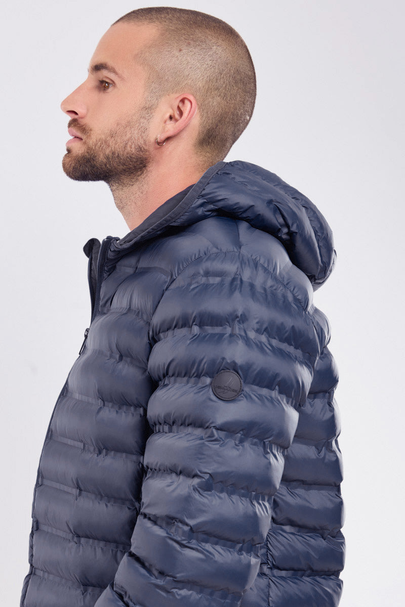 Bermudes Hoodbord Water-Repellent Quilted Hooded Jacket - Navy